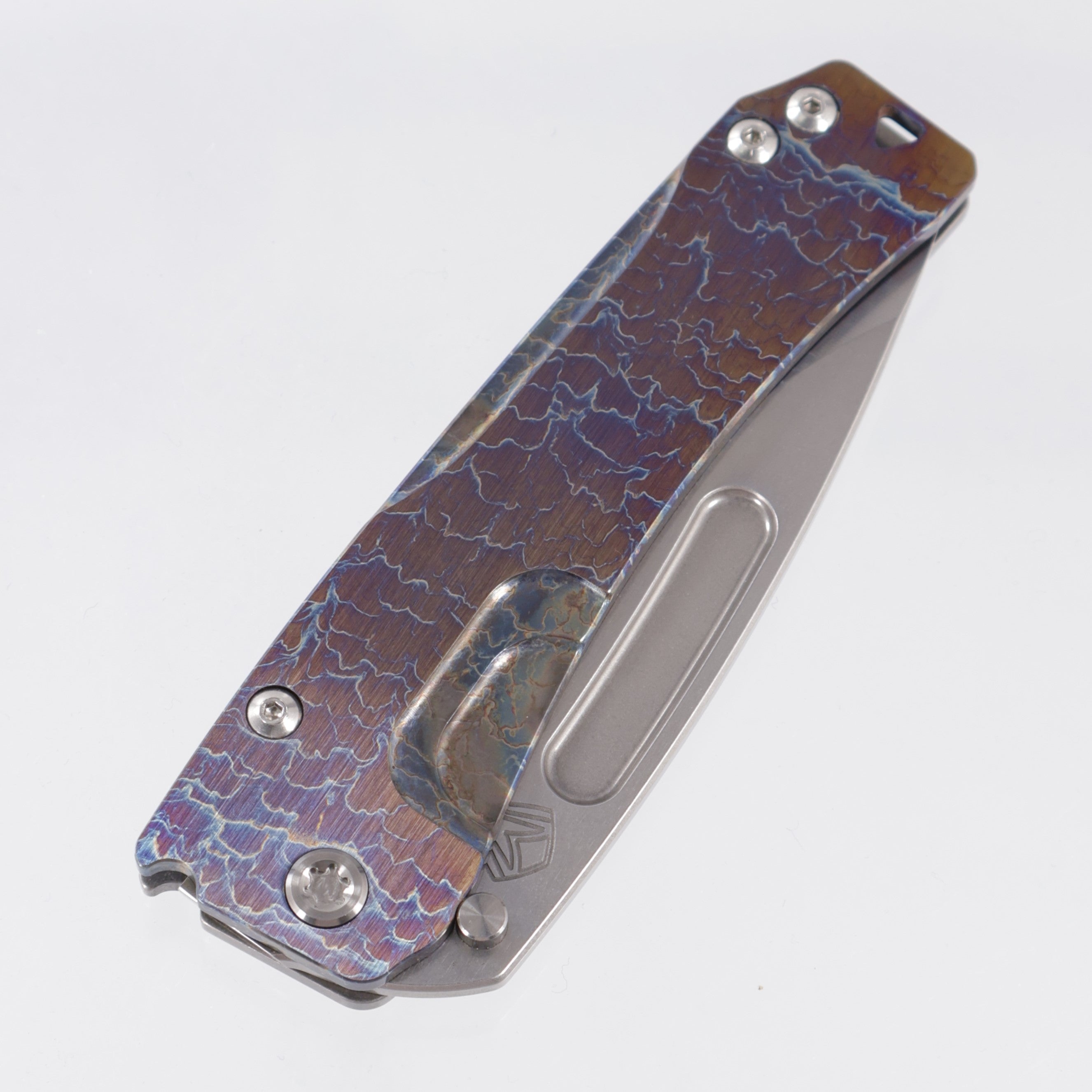 Medford Slim Midi Drop Point - Flamed Titanium Front Scale w/ Tumbled Titanium Lockside - Tumbled S45VN - MK2014TD-03TM-TSCS-Q4