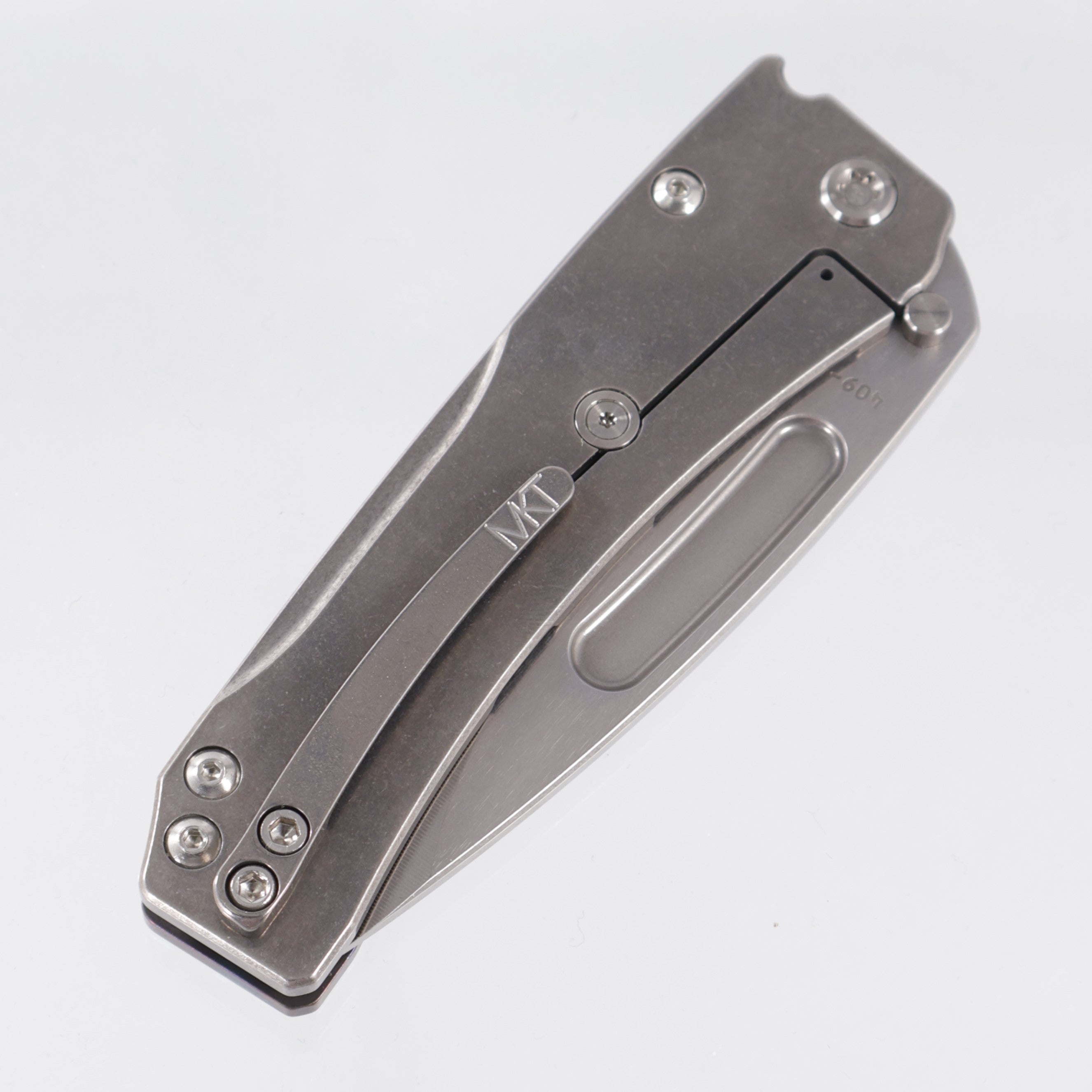 Medford Slim Midi Drop Point - Flamed Titanium Front Scale w/ Tumbled Titanium Lockside - Tumbled S45VN - MK2014TD-03TM-TSCS-Q4