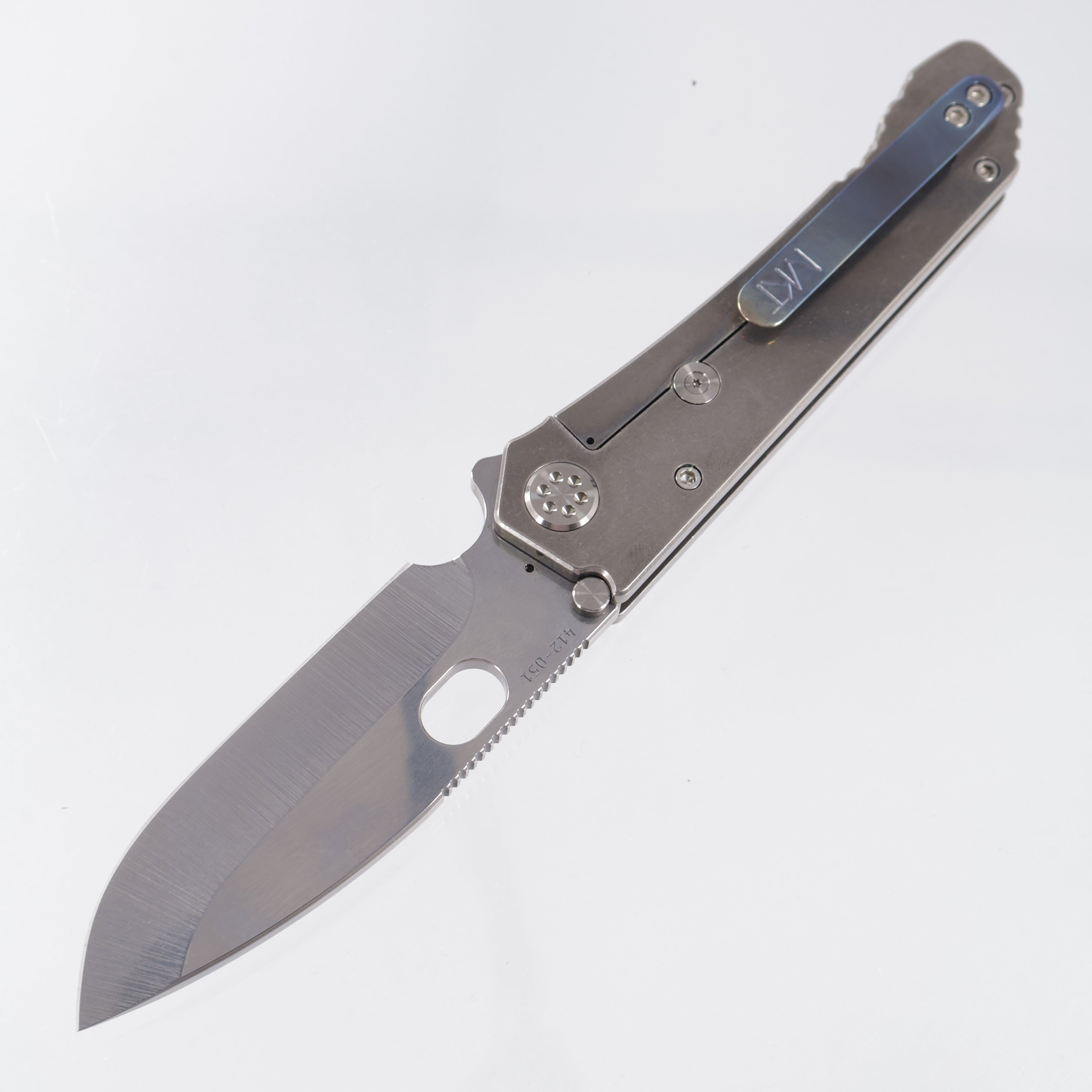 Medford 187DP - TIger Stripe Flamed Titanium Front Scale w/ Tumbled Titanium Lockside & Flamed Titanium Clip - Tumbled CPM-D2 - MK002DTQ-03TM-TSCF-Q4