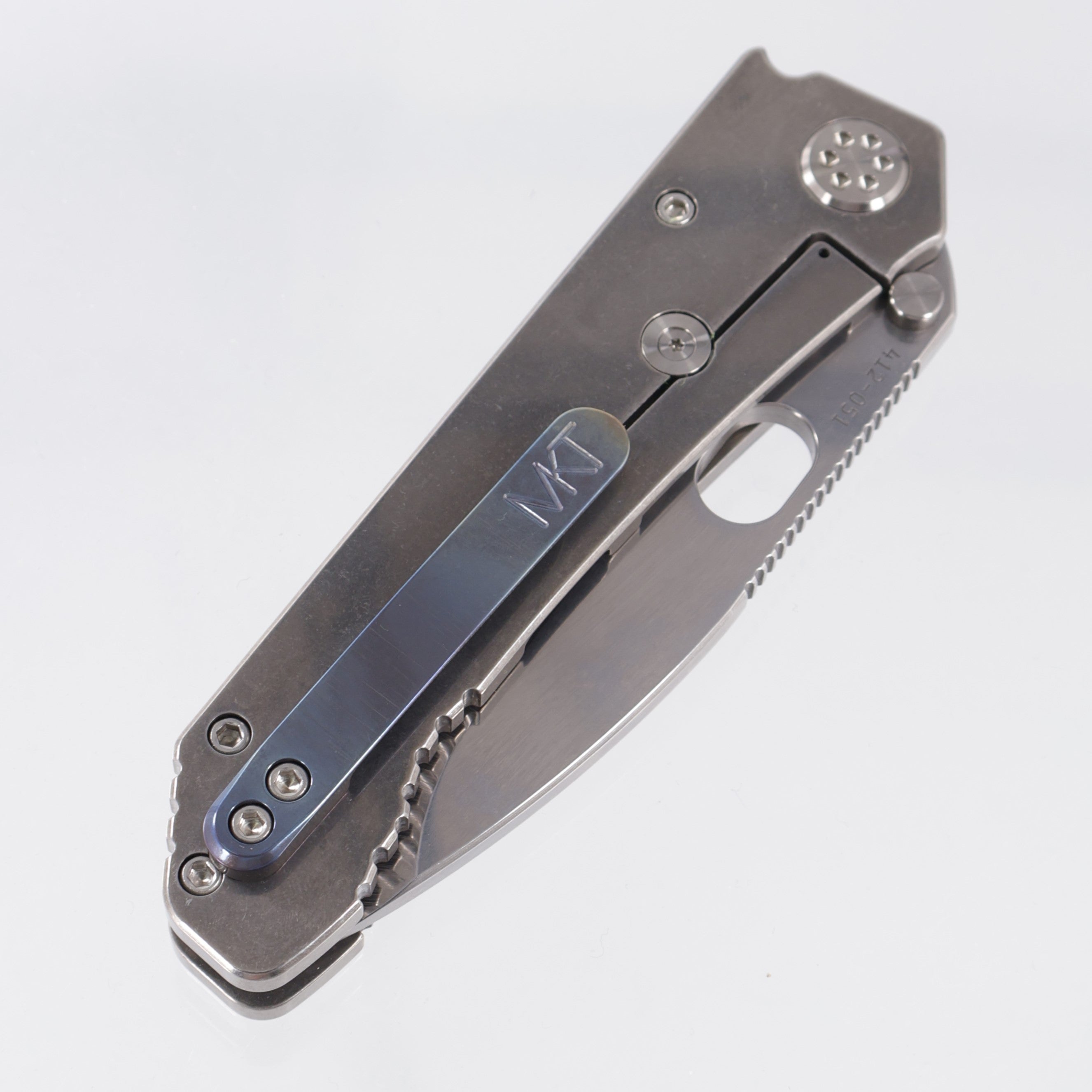 Medford 187DP - TIger Stripe Flamed Titanium Front Scale w/ Tumbled Titanium Lockside & Flamed Titanium Clip - Tumbled CPM-D2 - MK002DTQ-03TM-TSCF-Q4
