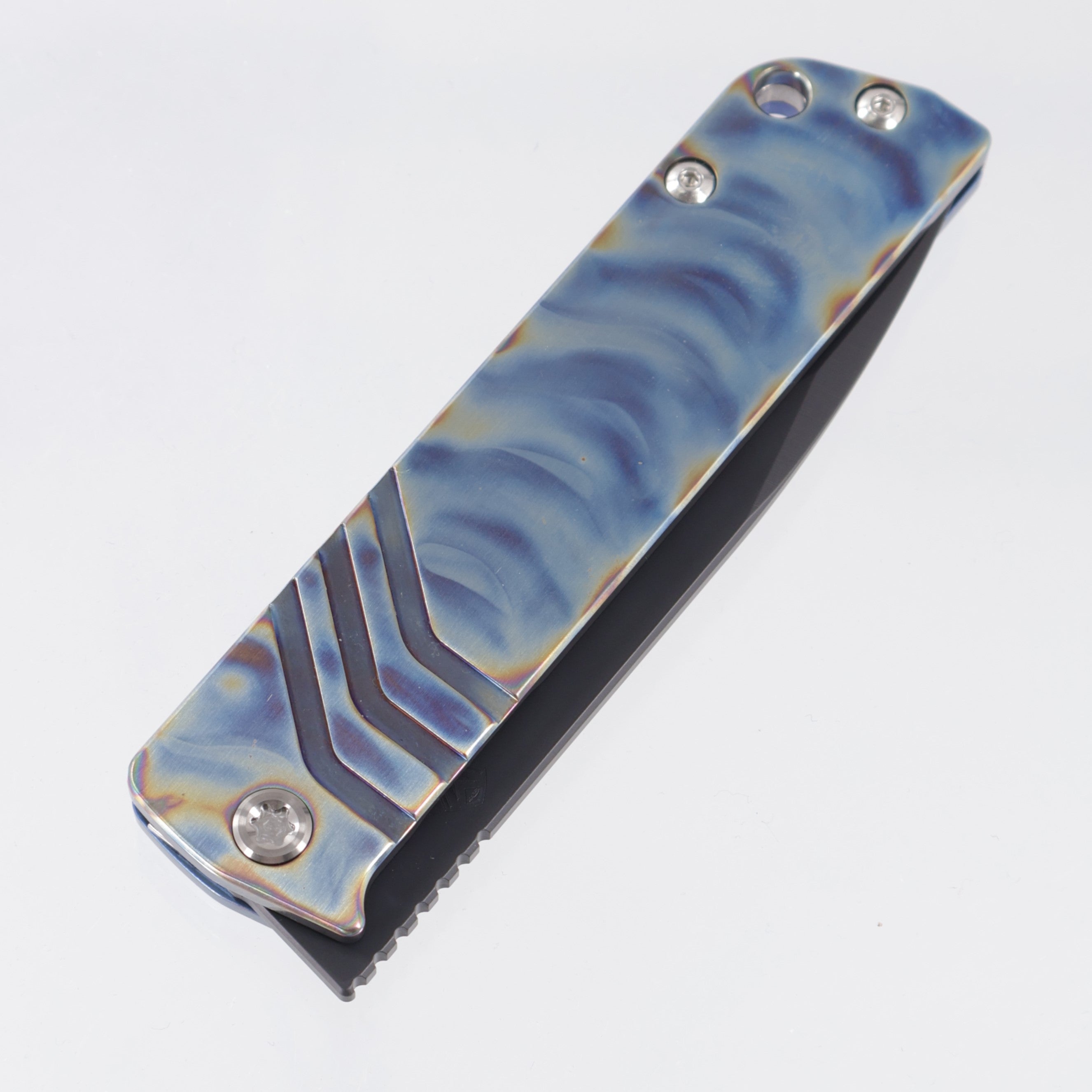Medford Antik - Flamed Titanium Front Scale w/ Blue Titanium Lockside - DLC S4VN - MK2144PD-03A2-TSCS-04
