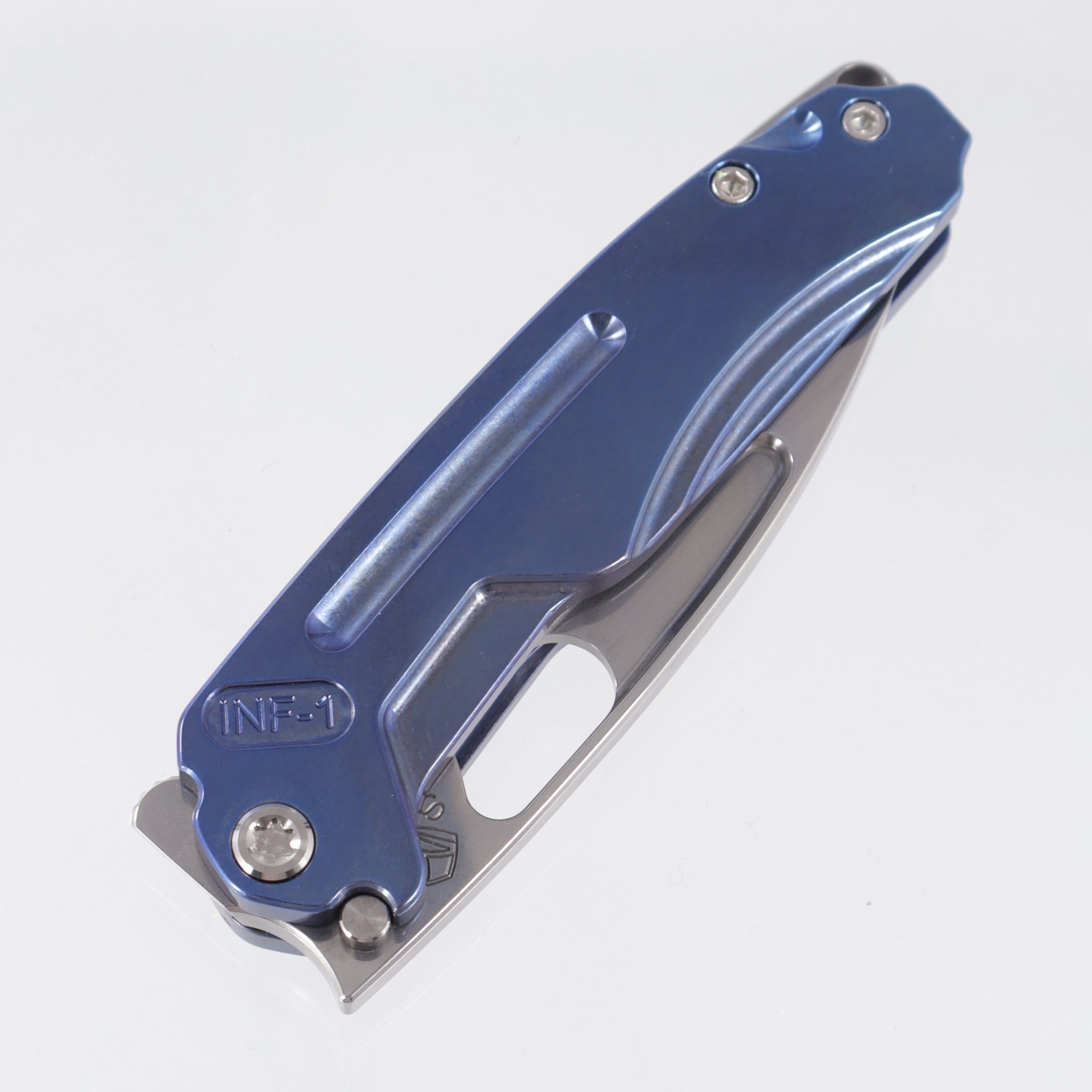Medford Infraction - Blue Tumbled Titanium Front Scale & Lockside - Tumbled S35VN - MK031STQ-37A2-TSCS-BN