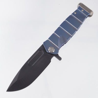 Medford USMC Fighter Flipper - Tumbled Blue Titanium Front Scale & Lockside - DLC S35VN - MK204SPQ-37A2-TSCS-PT