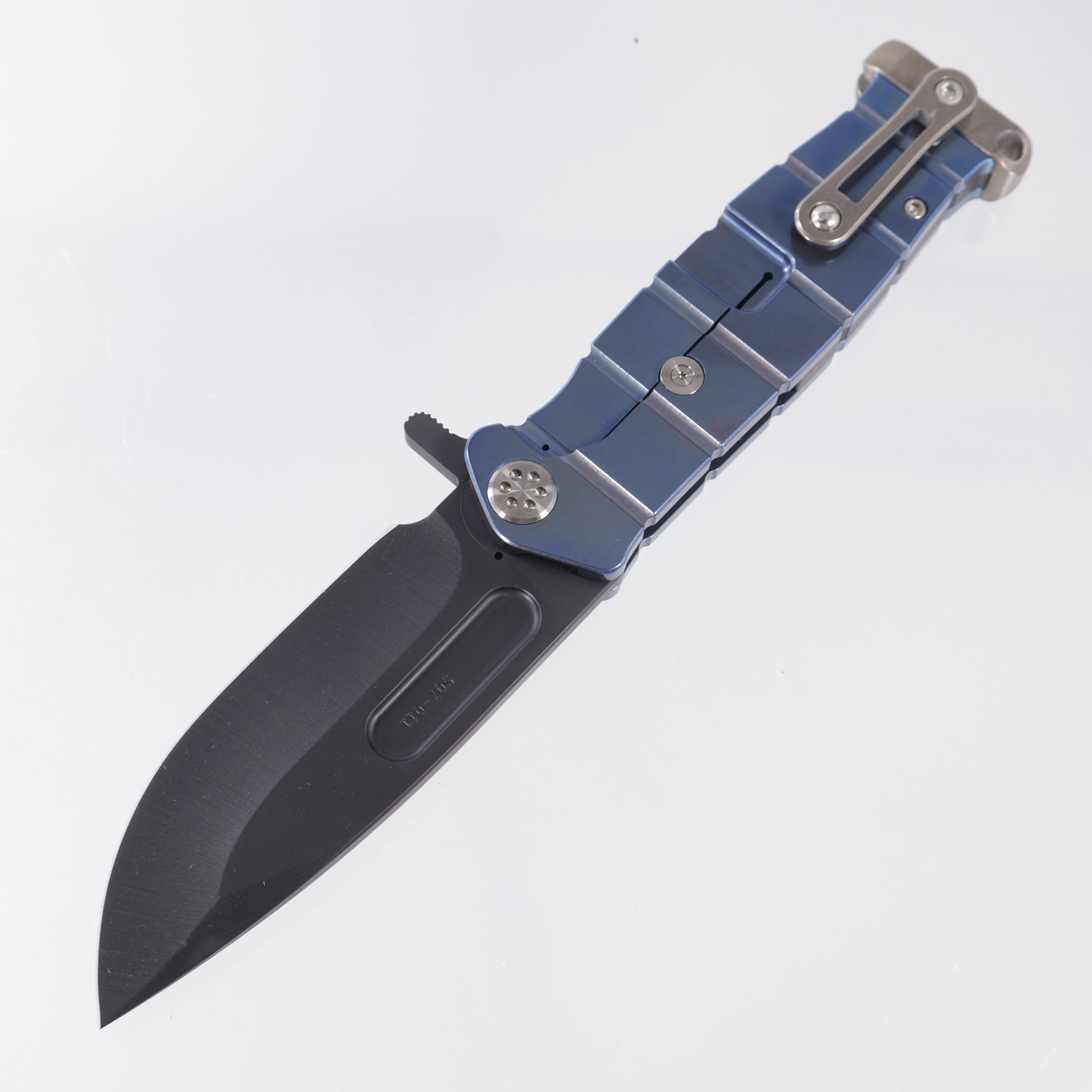 Medford USMC Fighter Flipper - Tumbled Blue Titanium Front Scale & Lockside - DLC S35VN - MK204SPQ-37A2-TSCS-PT