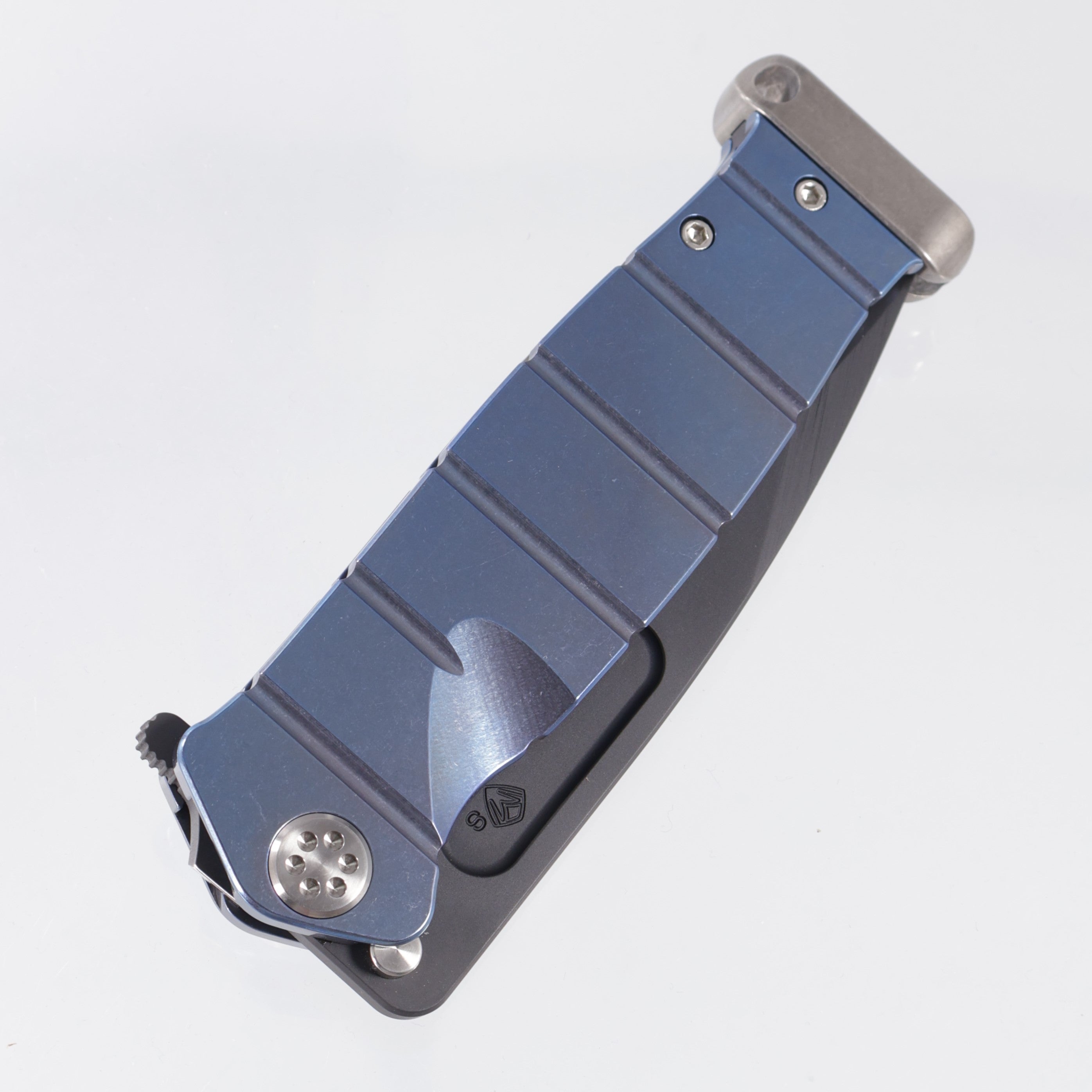 Medford USMC Fighter Flipper - Tumbled Blue Titanium Front Scale & Lockside - DLC S35VN - MK204SPQ-37A2-TSCS-PT
