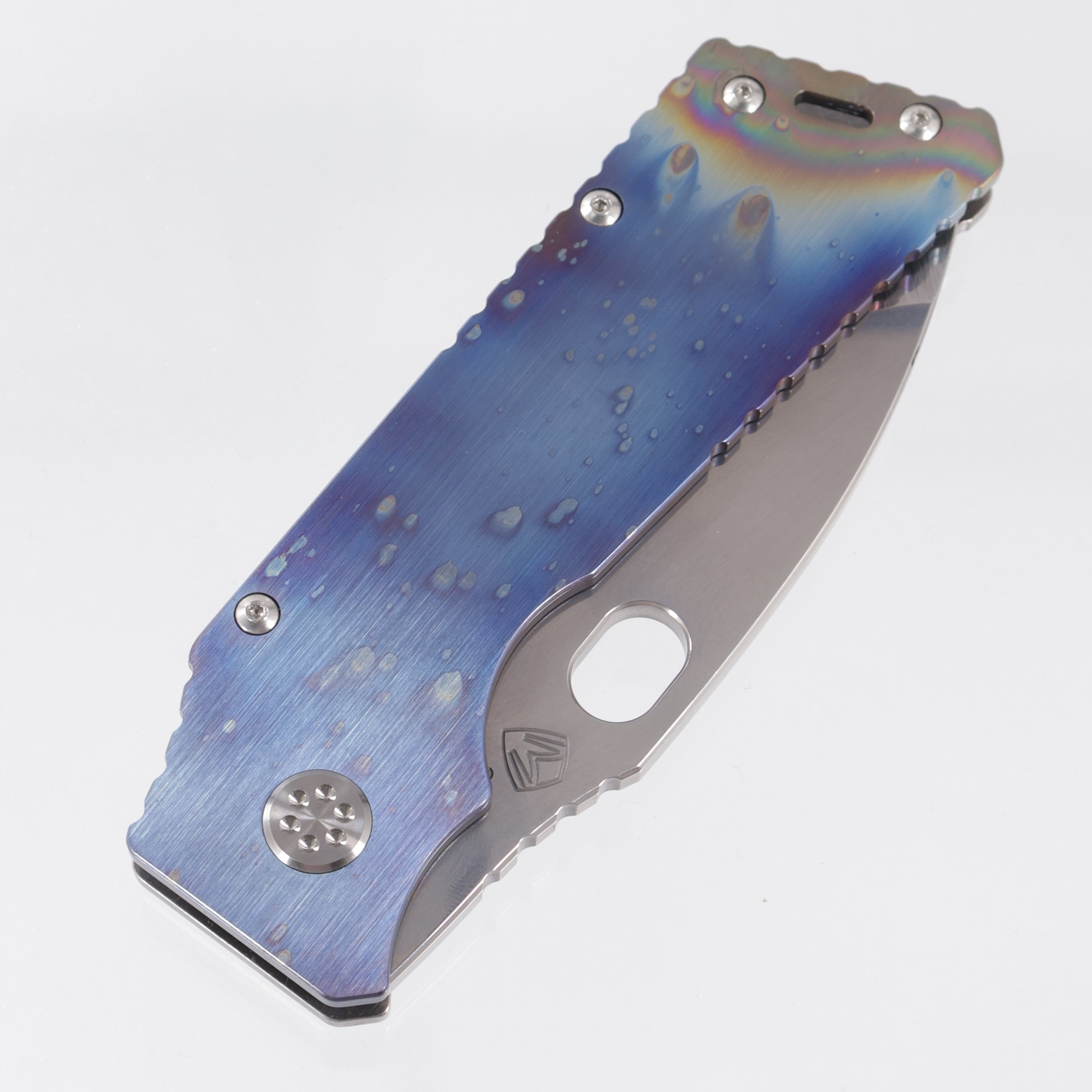 Medford TFF-1 - Brushed & Flamed Solar Flare Titanium Front Scale w/ Tumbled Lockside & Flamed Solar Flare Clip - Tumbled S45VN - MK0144TQ-03TM-TSCF-04