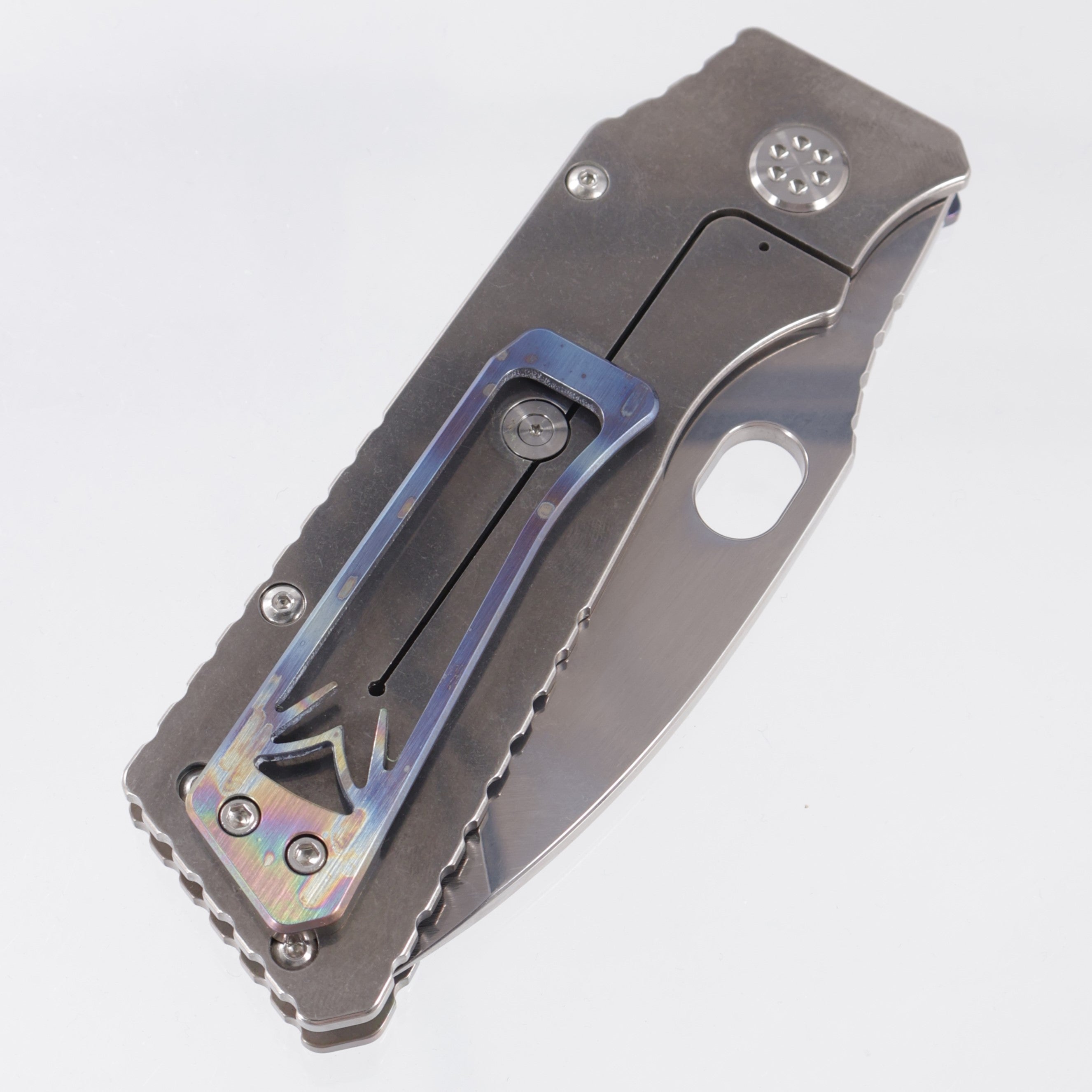 Medford TFF-1 - Brushed & Flamed Solar Flare Titanium Front Scale w/ Tumbled Lockside & Flamed Solar Flare Clip - Tumbled S45VN - MK0144TQ-03TM-TSCF-04