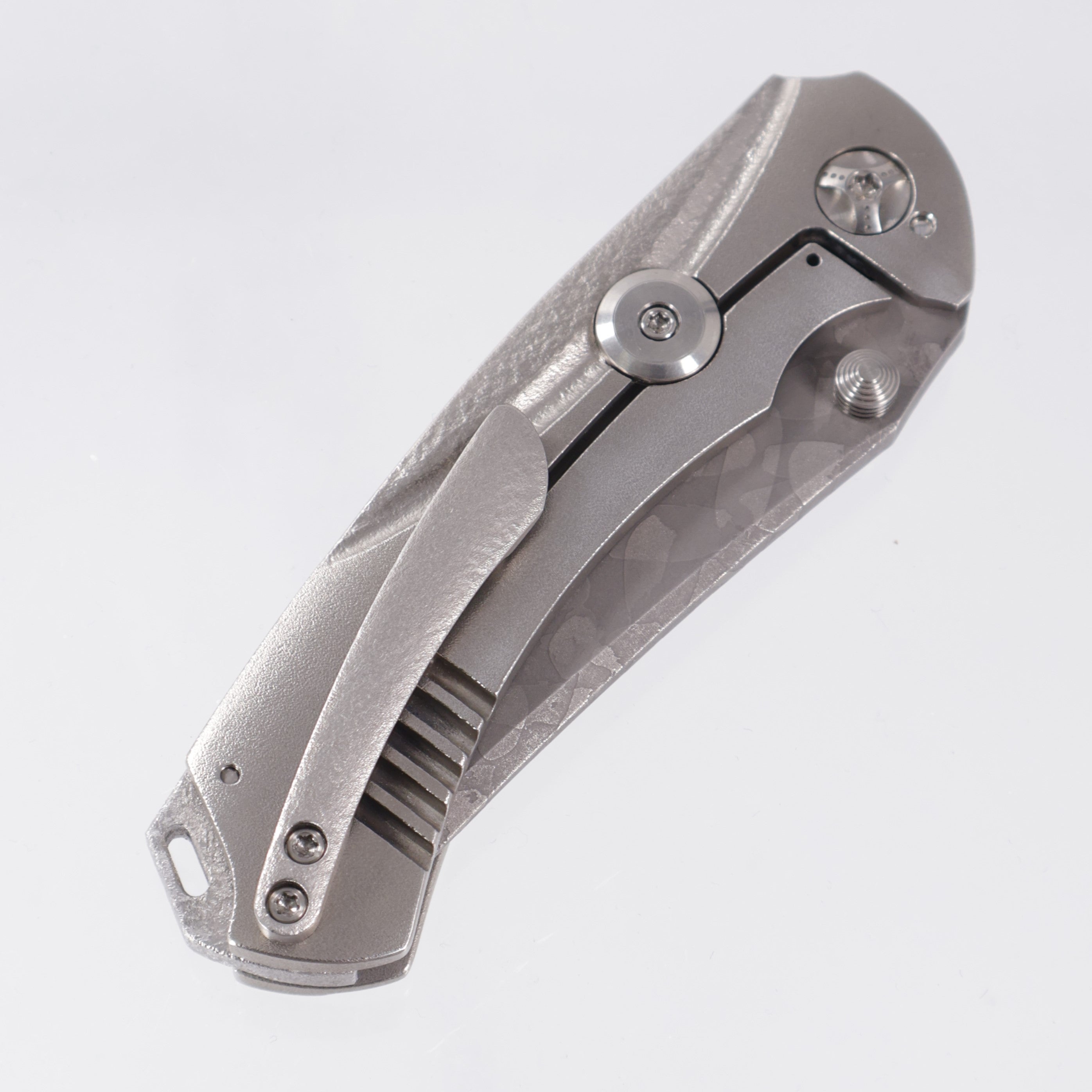 Melvin Lozada Hound 3.25" - TItanium w/ Hand Carved Texture & Backspacer - Etched Compound Grind Magnacut Blade