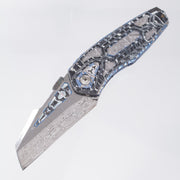 Manuele Messori Hybris Mandalorian Custom - Damasteel Draupner - White Storm Fat Carbon Scales - Gibeon Meteorite / Zirconium / White Pearl Interframe - Anodized Titanium Internal Scales