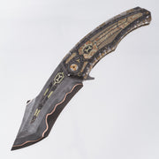 Manuele Messori Quinto Elemento Custom - Baker Forge Ripple GoMai - Mokume / Crystal Ti / Zirconium / Gold Pearl Interframe - Anodized Titanium Internal Scales