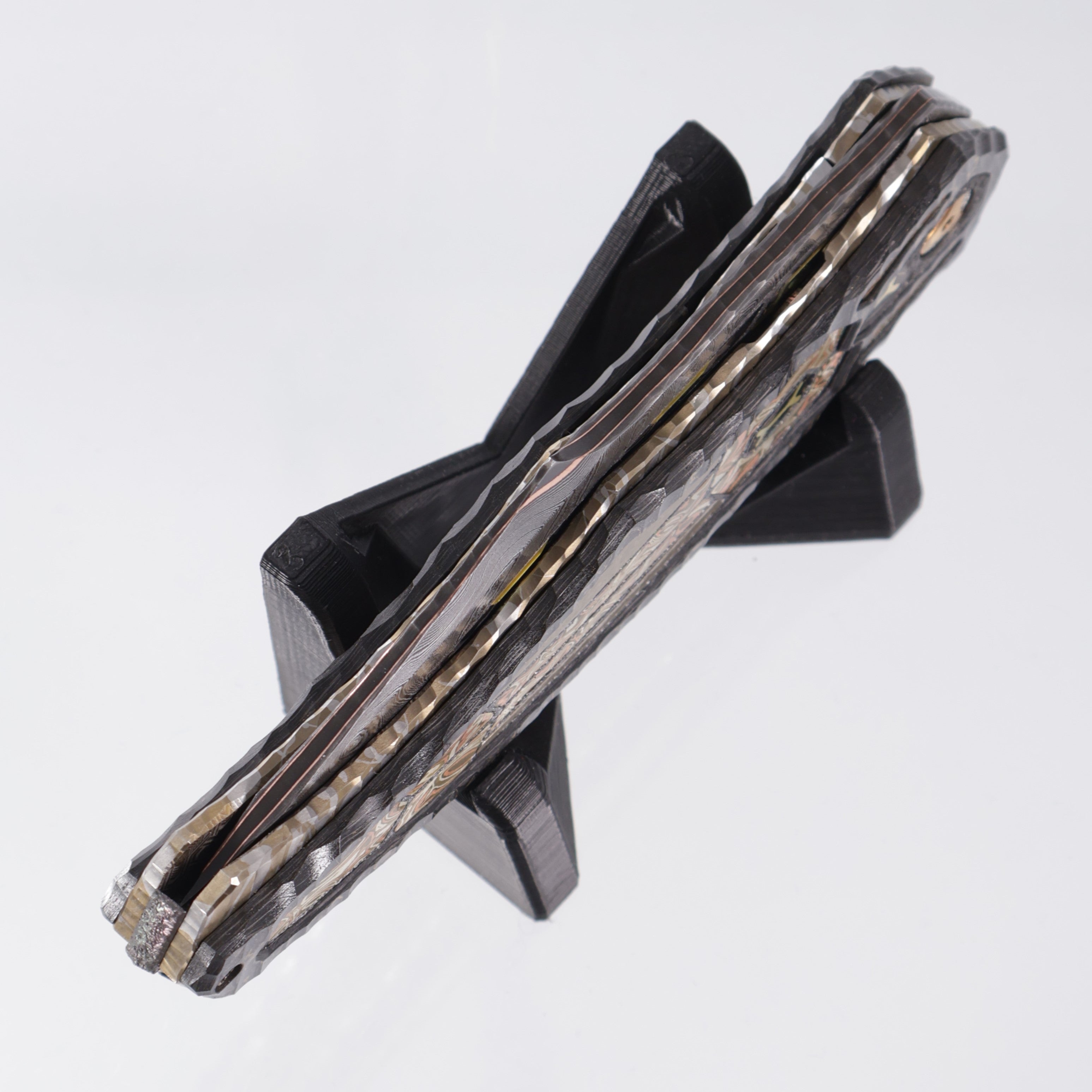 Manuele Messori Quinto Elemento Custom - Baker Forge Ripple GoMai - Mokume / Crystal Ti / Zirconium / Gold Pearl Interframe - Anodized Titanium Internal Scales