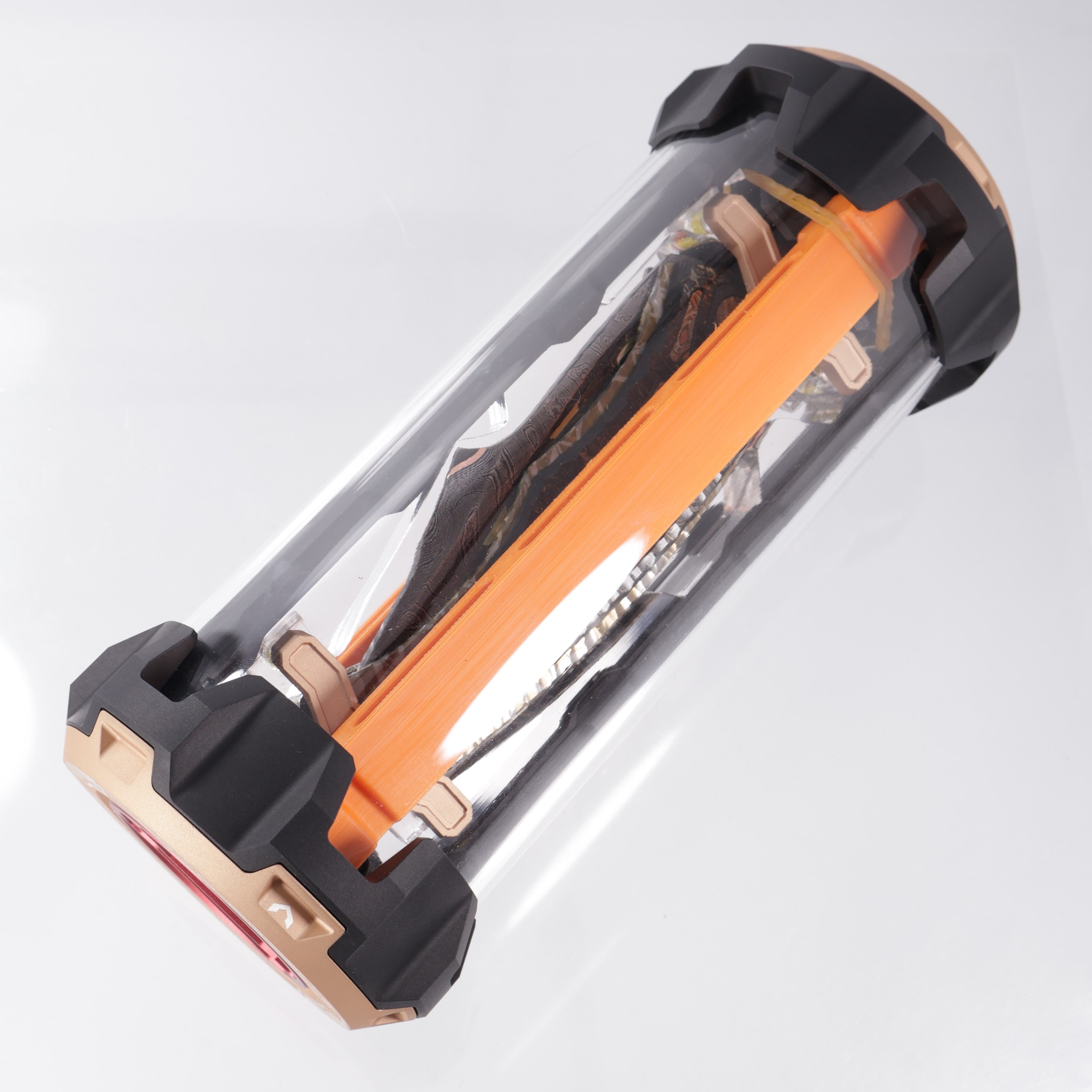 Manuele Messori Quinto Elemento Custom - Baker Forge Ripple GoMai - Mokume / Crystal Ti / Zirconium / Gold Pearl Interframe - Anodized Titanium Internal Scales