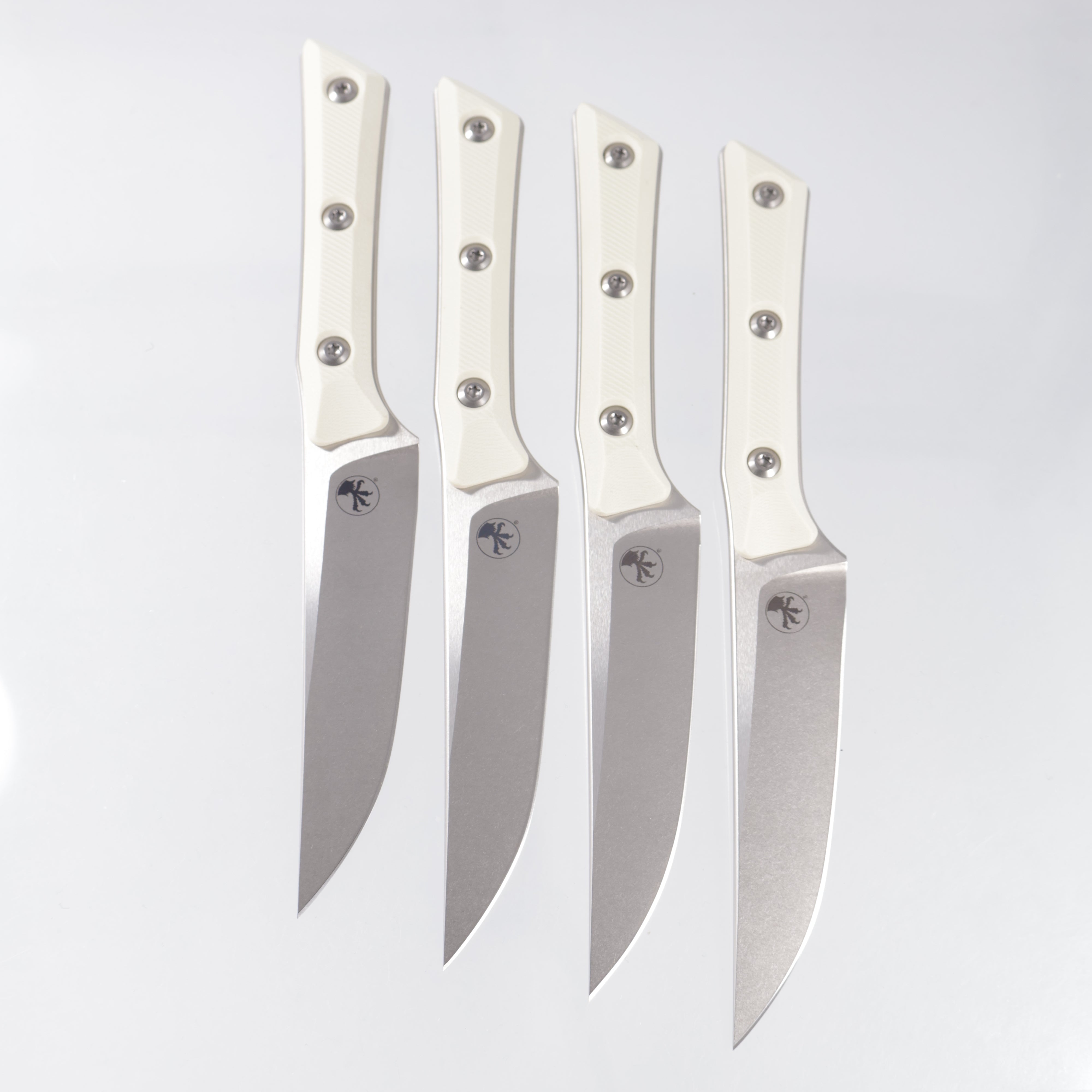 Microtech 4 Piece Steak Knife Set - Ivory G10 - Stonewash M390MK - 3600-10SETIV