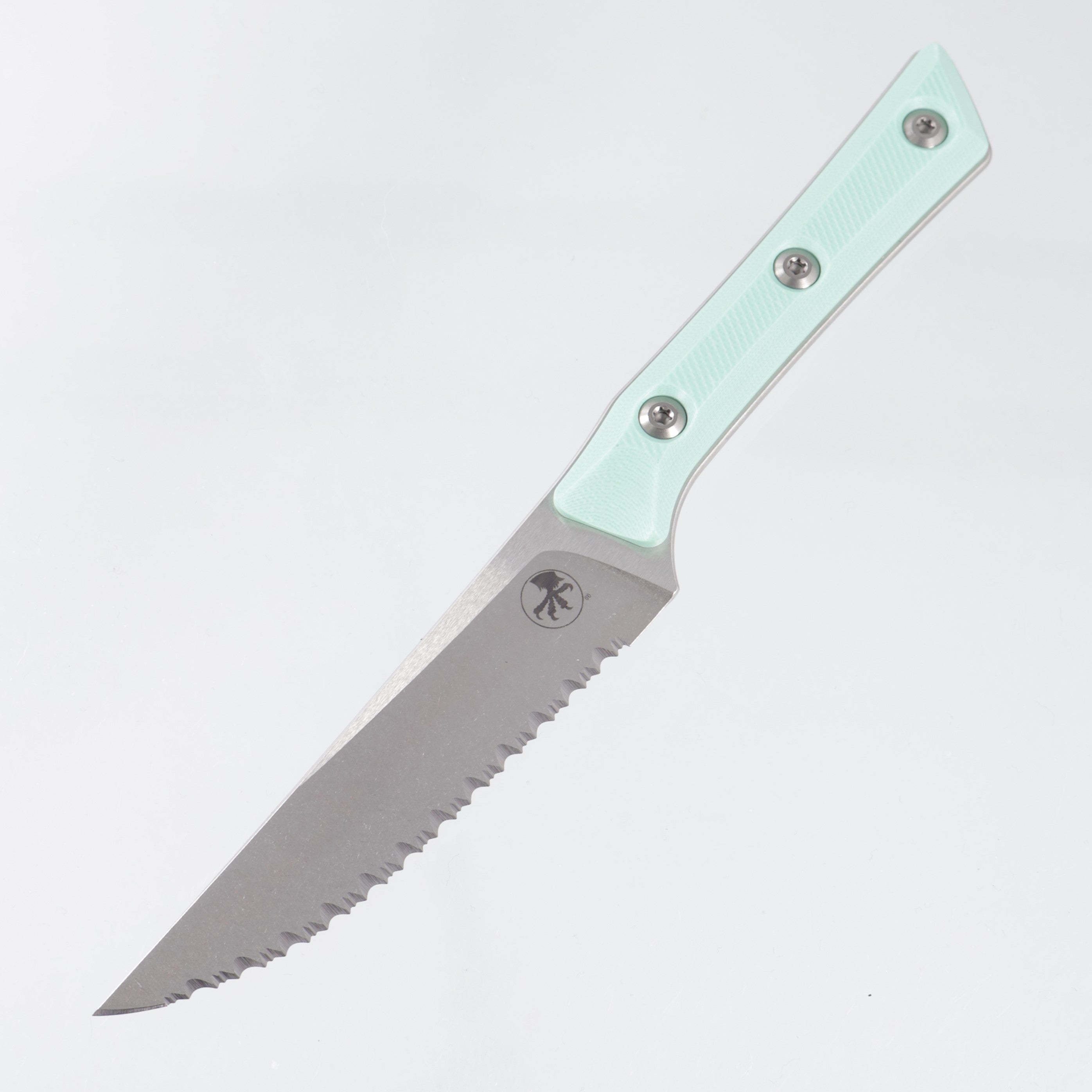 Microtech 4 Piece Steak Knife Set - Carribean Blue G10 - Stonewash Full Serrate M390MK - 3600-12SETCA