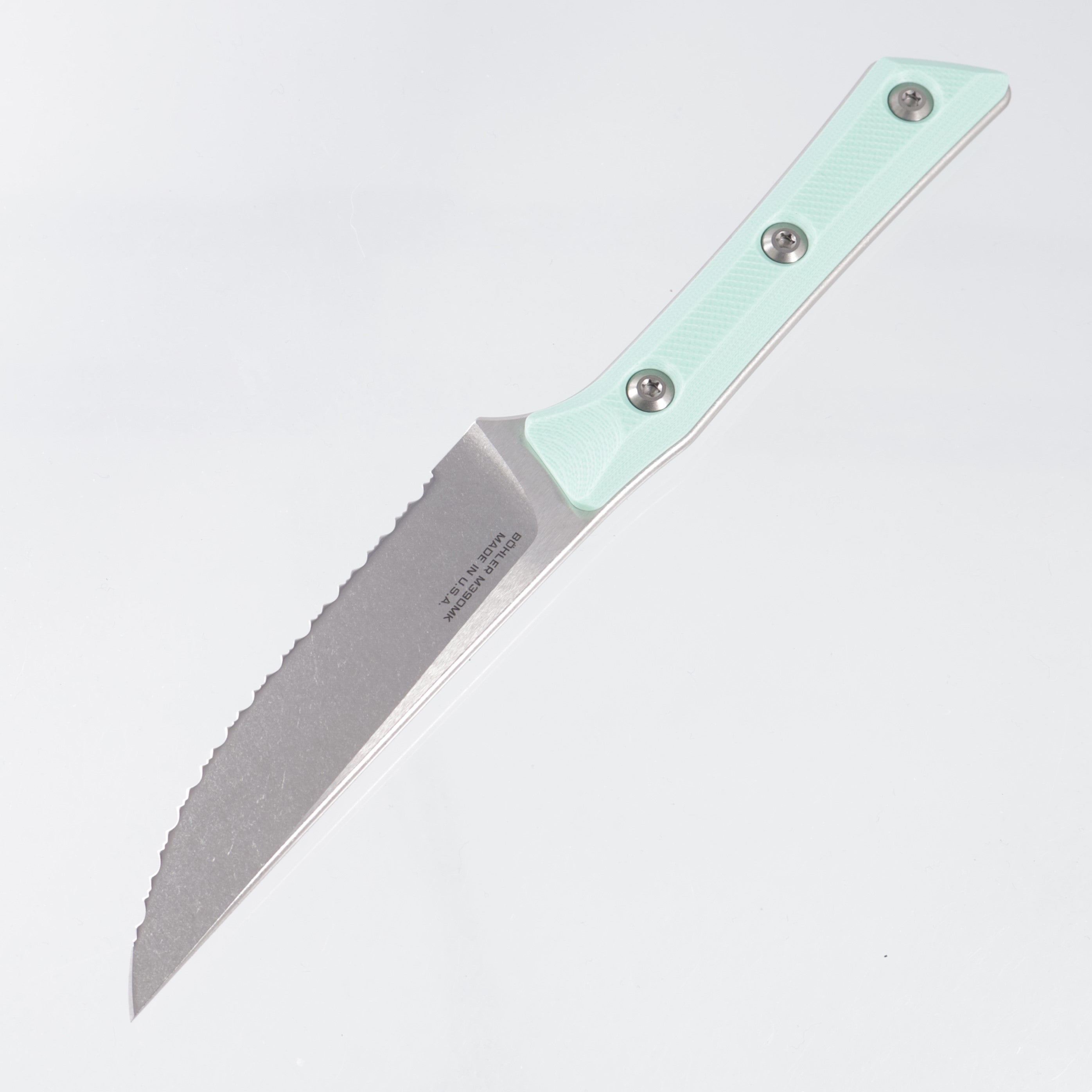 Microtech 4 Piece Steak Knife Set - Carribean Blue G10 - Stonewash Full Serrate M390MK - 3600-12SETCA