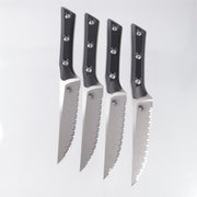 Microtech 4 Piece Steak Knife Set - Black G10 - Stonewash Full Serrate M390MK - 3600-12SETBK