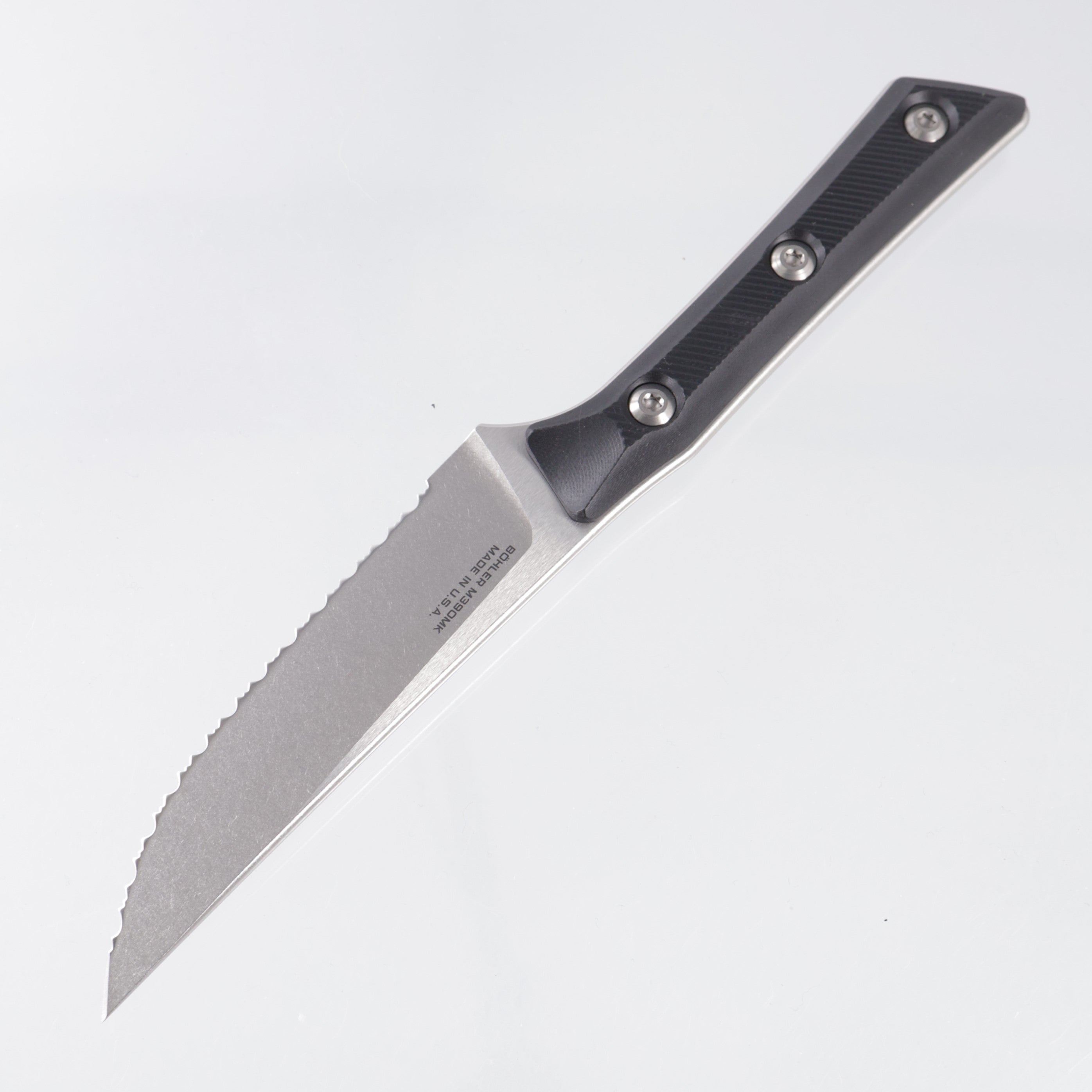Microtech 4 Piece Steak Knife Set - Black G10 - Stonewash Full Serrate M390MK - 3600-12SETBK