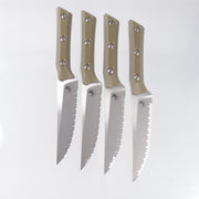 Microtech 4 Piece Steak Knife Set - OD Green G10 - Stonewash Full Serrate M390MK - 3600-12SETOD