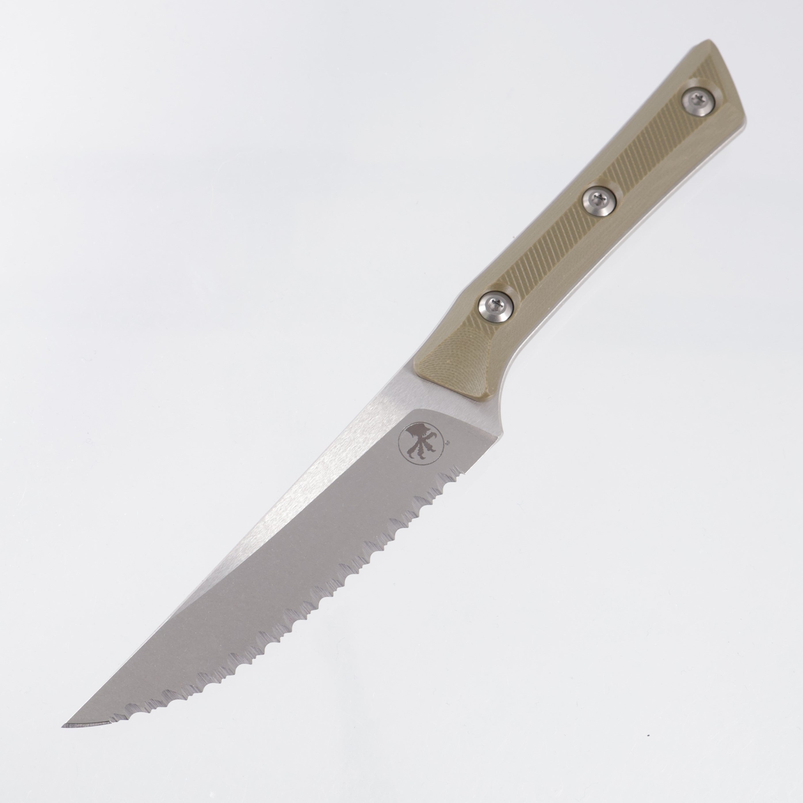 Microtech 4 Piece Steak Knife Set - OD Green G10 - Stonewash Full Serrate M390MK - 3600-12SETOD