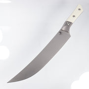Microtech Butcher Knife - Ivory G10 w/ Beadblast Titanium Bolsters - Stonewash M390MK - 3800B-10IV