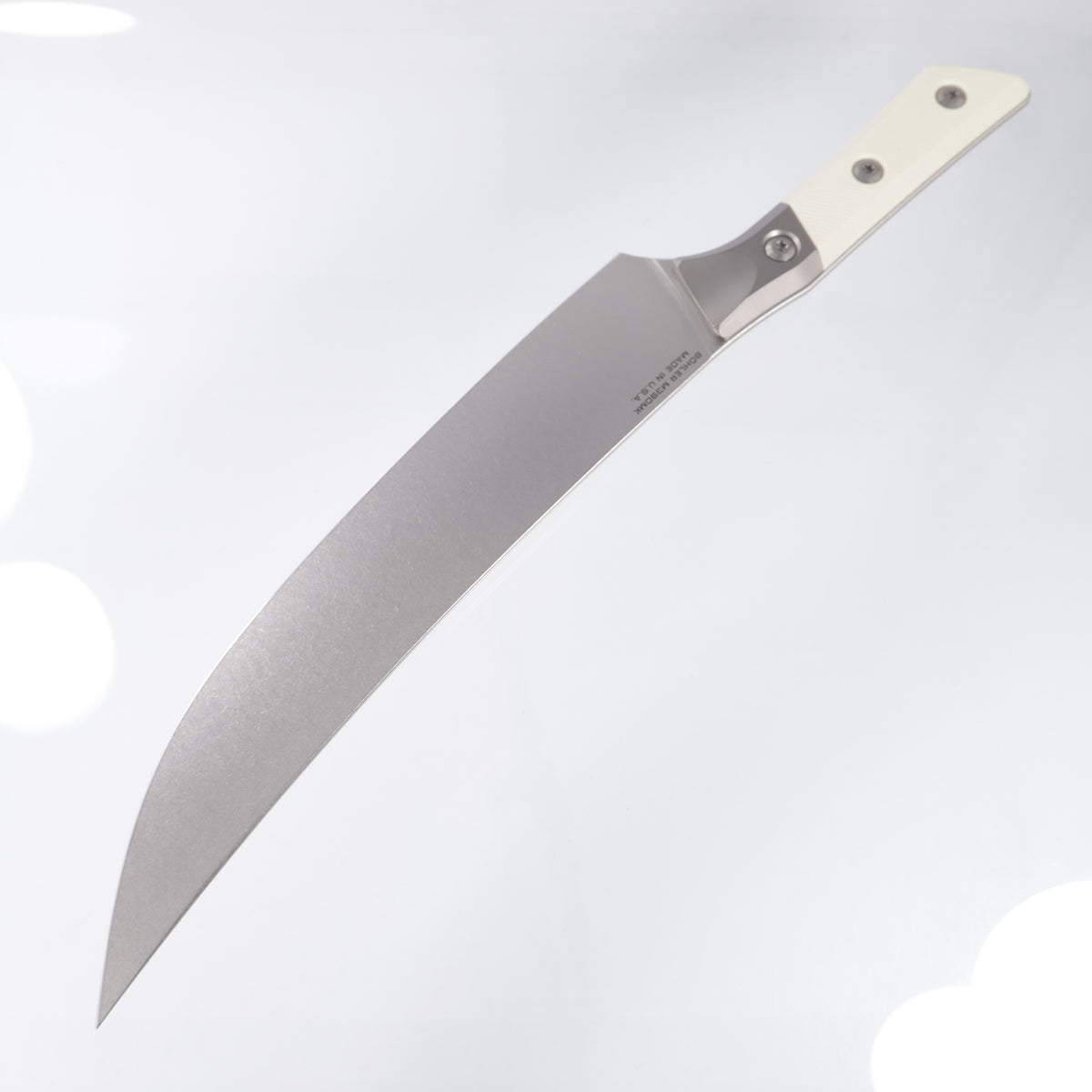 Microtech Butcher Knife - Ivory G10 w/ Beadblast Titanium Bolsters - Stonewash M390MK - 3800B-10IV