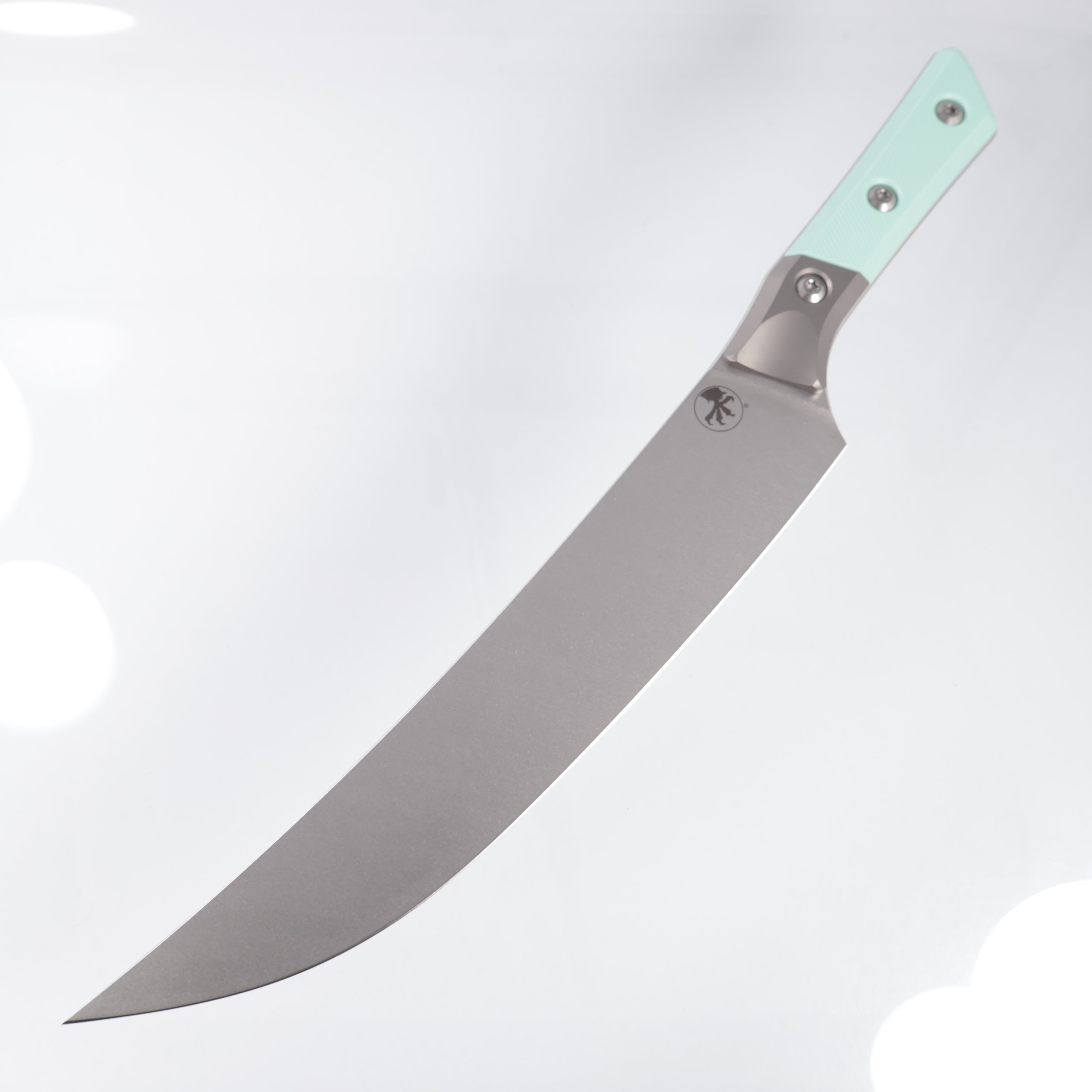 Microtech Butcher Knife - Caribbean Blue G10 w/ Beadblast Titanium Bolsters - Stonewash M390MK - 3800B-10CA