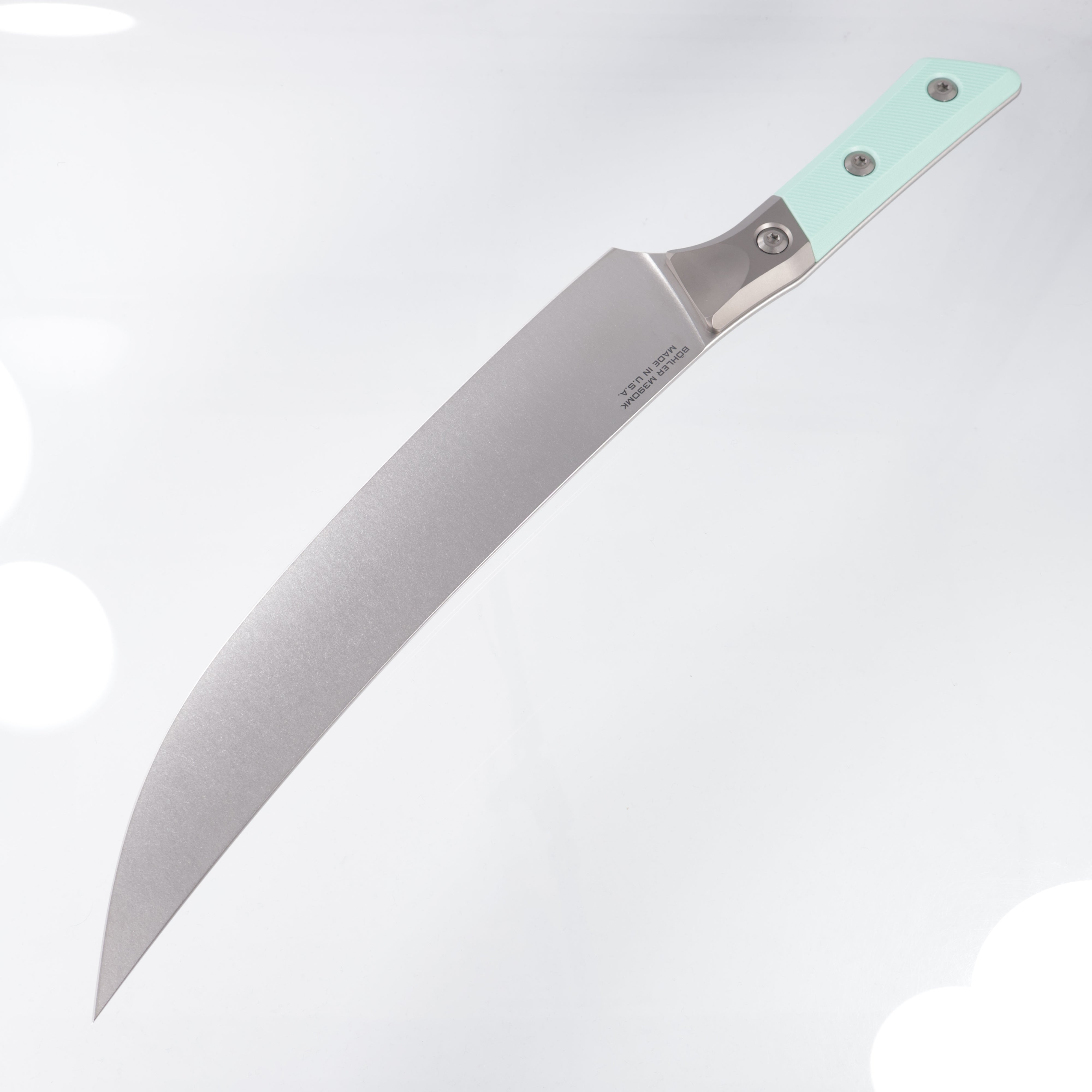 Microtech Butcher Knife - Caribbean Blue G10 w/ Beadblast Titanium Bolsters - Stonewash M390MK - 3800B-10CA