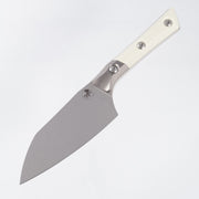 Microtech Santoku 4" - Ivory G10 w/ Beadblast Titanium Bolster - Stonewash M390MK - 3300B-10IV