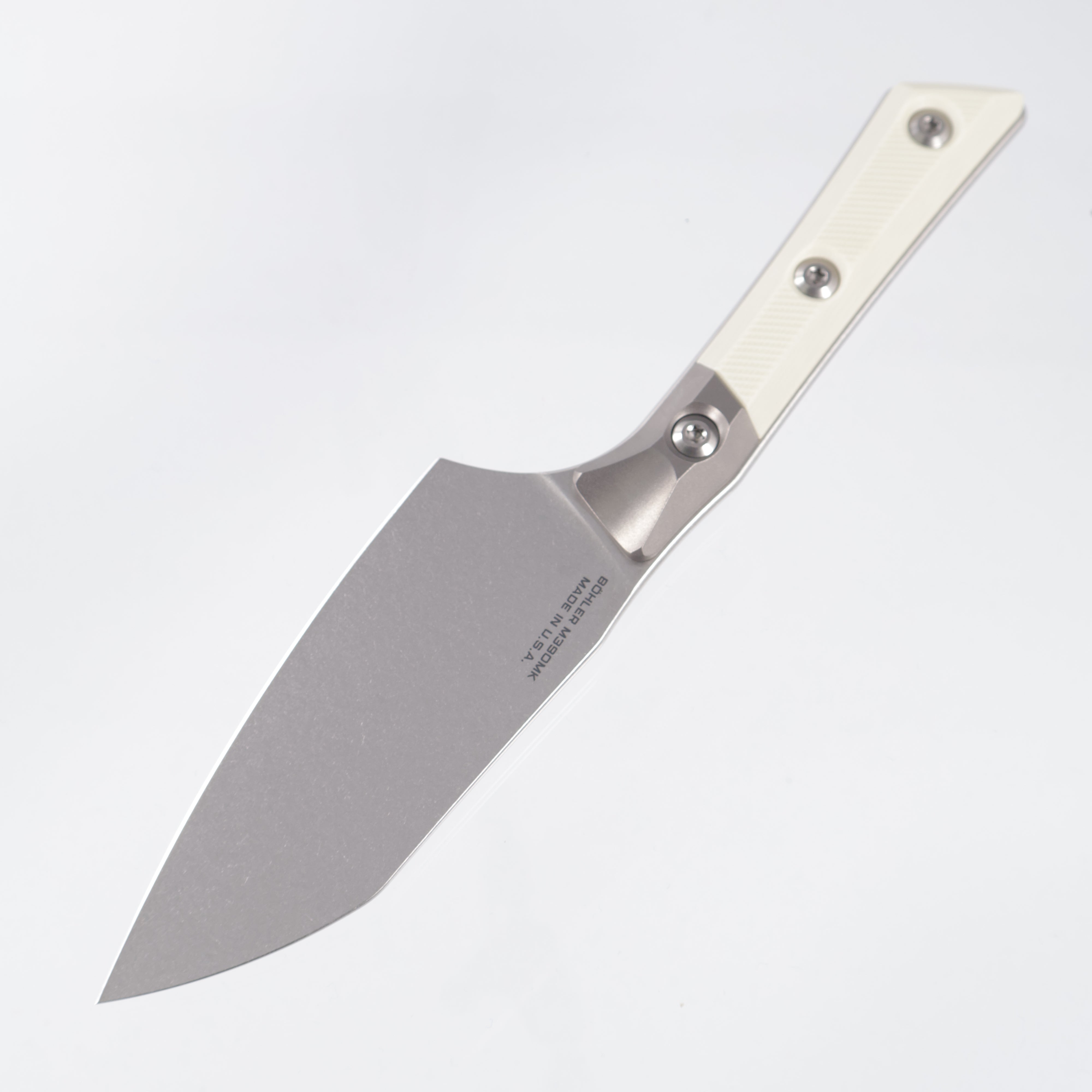 Microtech Santoku 4" - Ivory G10 w/ Beadblast Titanium Bolster - Stonewash M390MK - 3300B-10IV