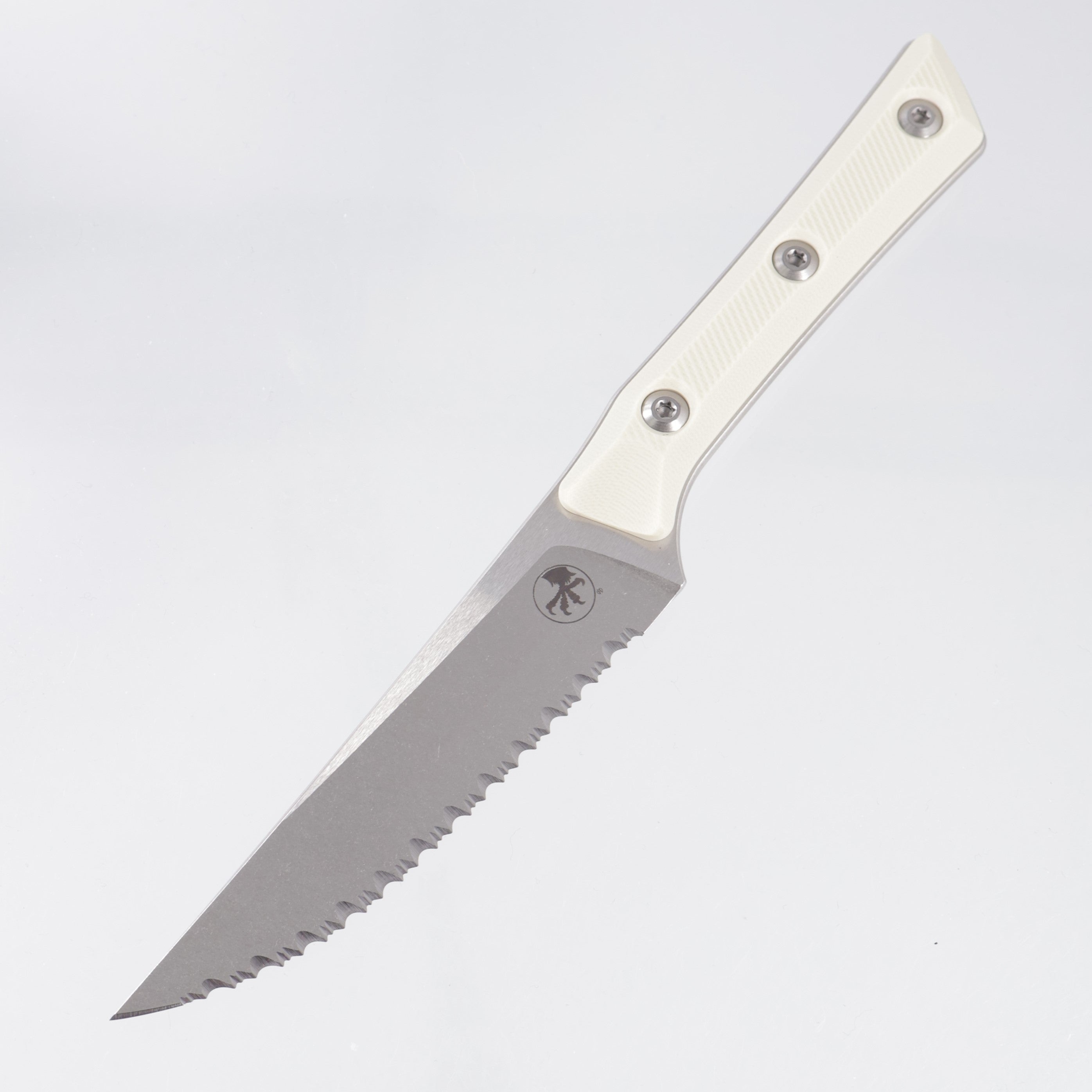 Microtech 4 Piece Steak Knife Set - Ivory G10 - Stonewash Full Serrate M390MK - 3600-12SETIV