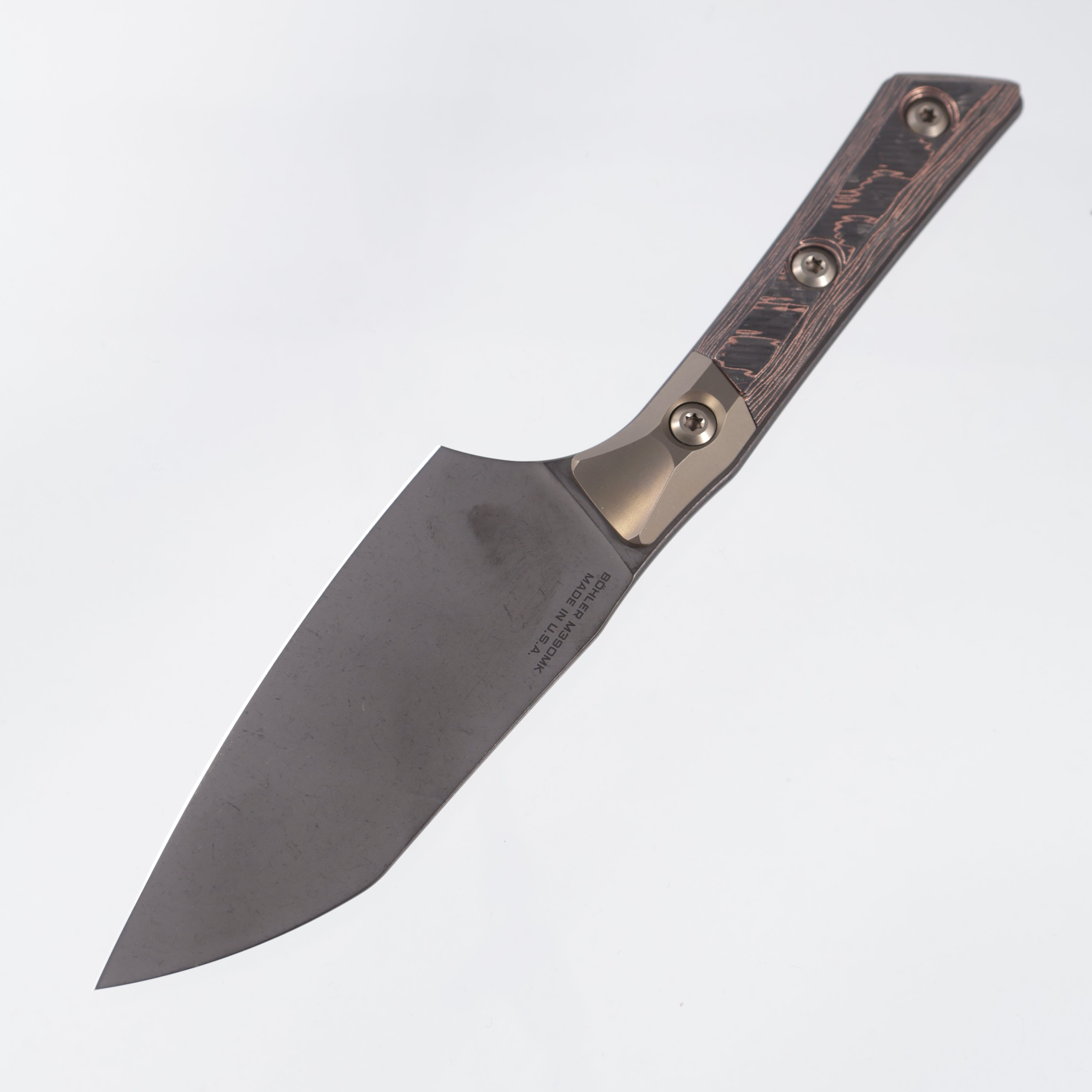 Microtech Santoku 4" - Livewire Copper Carbon Fiber w/ Bronze Titanium Bolster - DLC M390MK - 3300B-1DLCLWCFS
