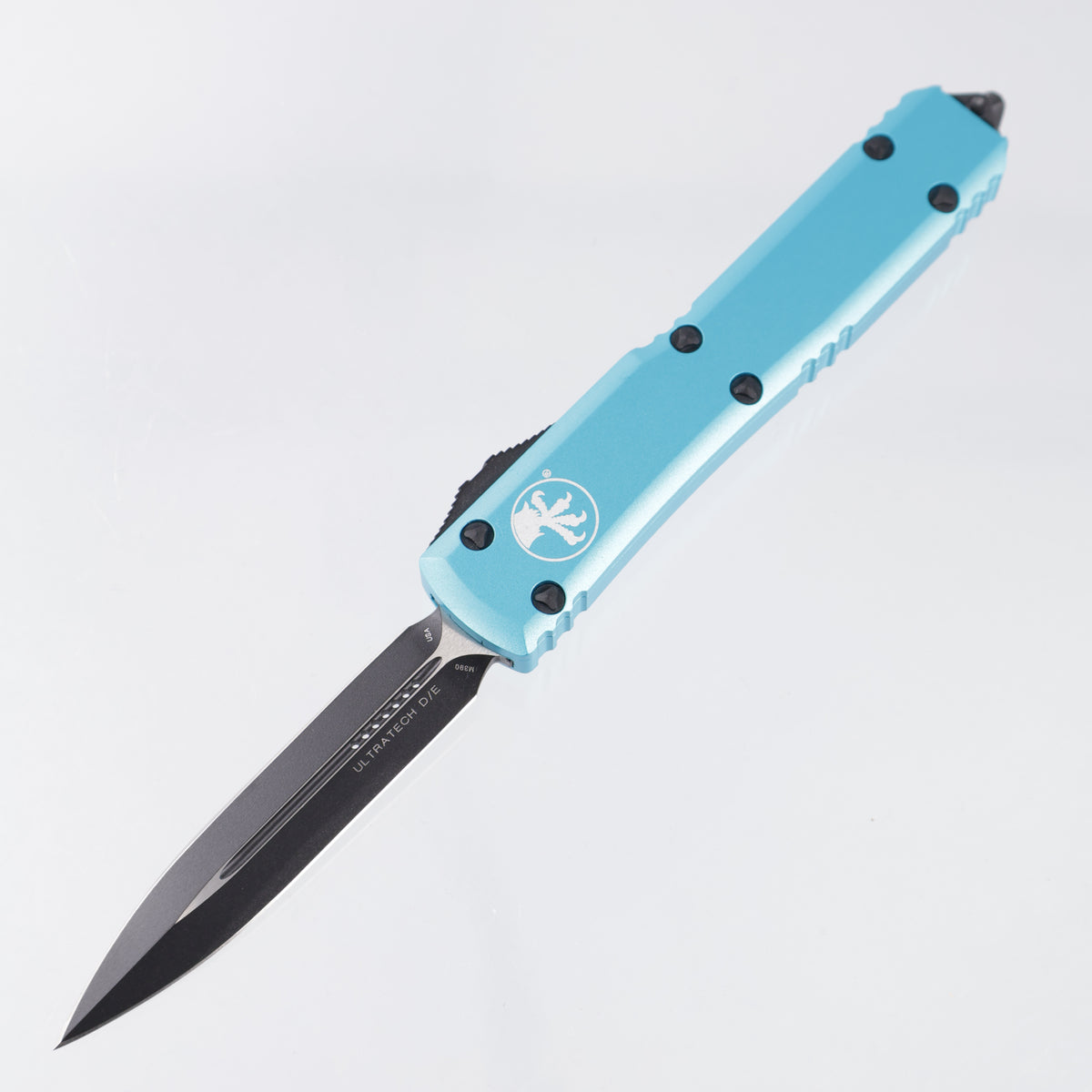 Microtech Ultratech Double Edge - M390 TwoTone Black - Turquoise Aluminum - 122-1 TQ