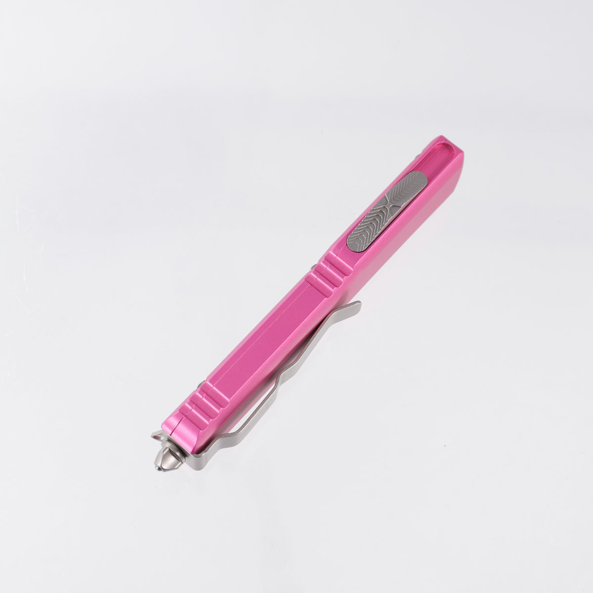 Microtech Ultratech Double Edge - M390 Stonewash, Double Partial Serrate - Pink Aluminum - 122-11 PK