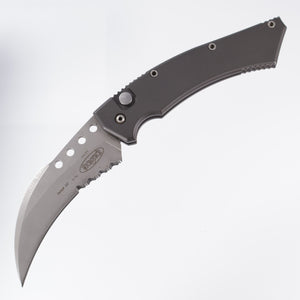 Vintage Microtech Hawk - Dark Grey - Beadblast partial serrated ATS-34 - 09/96 build - Pre-Owned