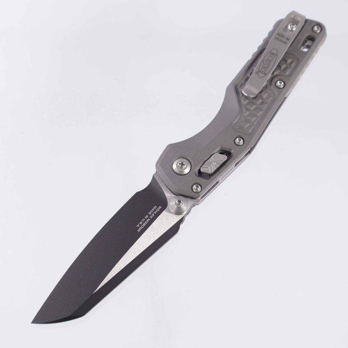 Microtech MSI Mini - Natural Clear Frag Aluminum - Black Standard M390MK - 210M-1 FRNC