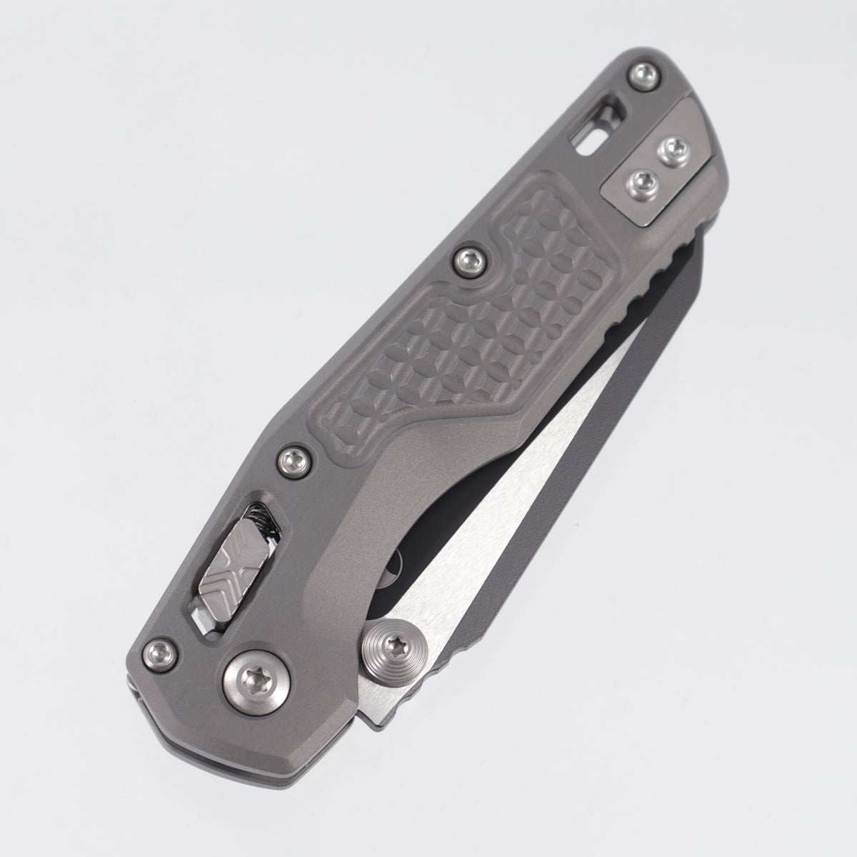Microtech MSI Mini - Natural Clear Frag Aluminum - Black Standard M390MK - 210M-1 FRNC
