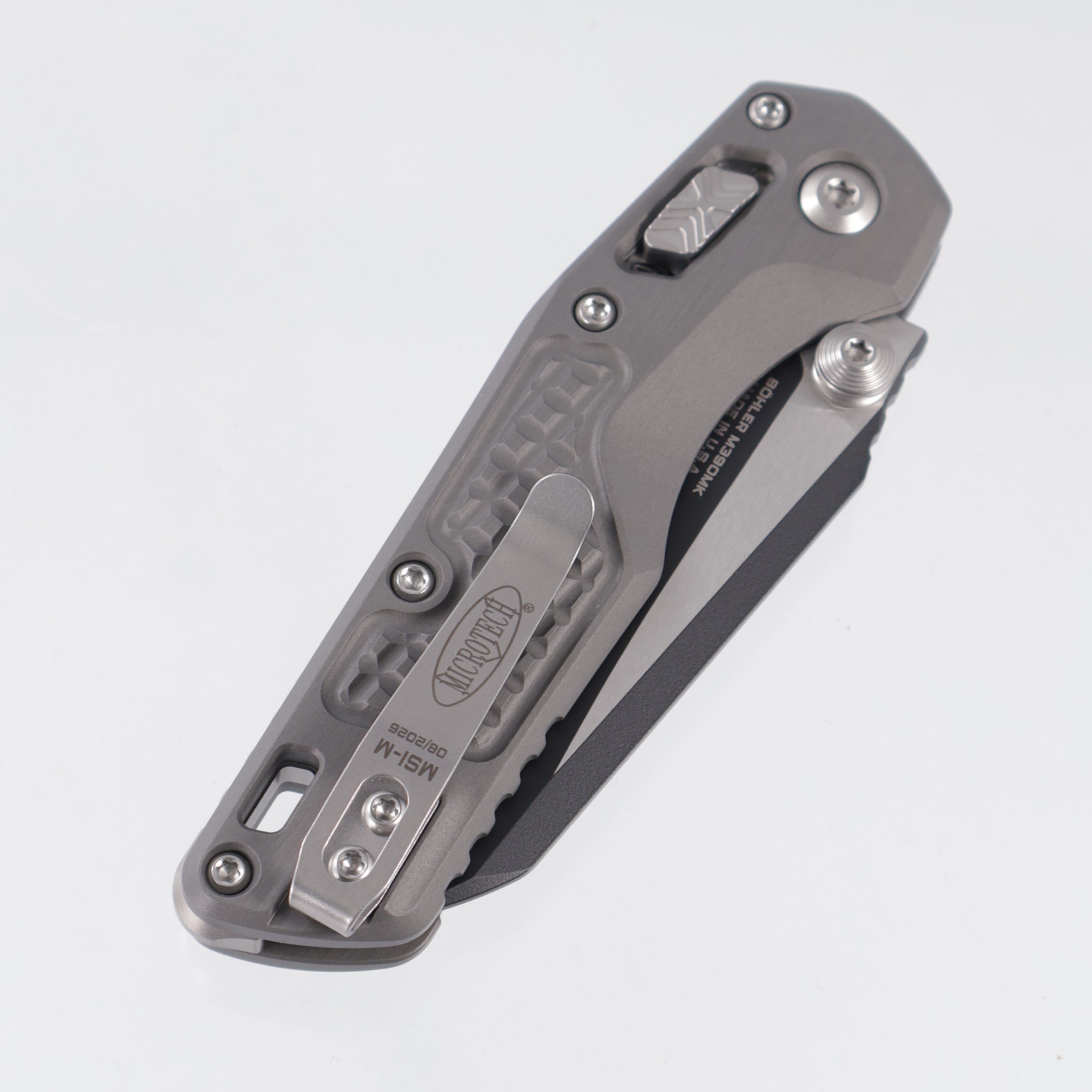 Microtech MSI Mini - Natural Clear Frag Aluminum - Black Standard M390MK - 210M-1 FRNC