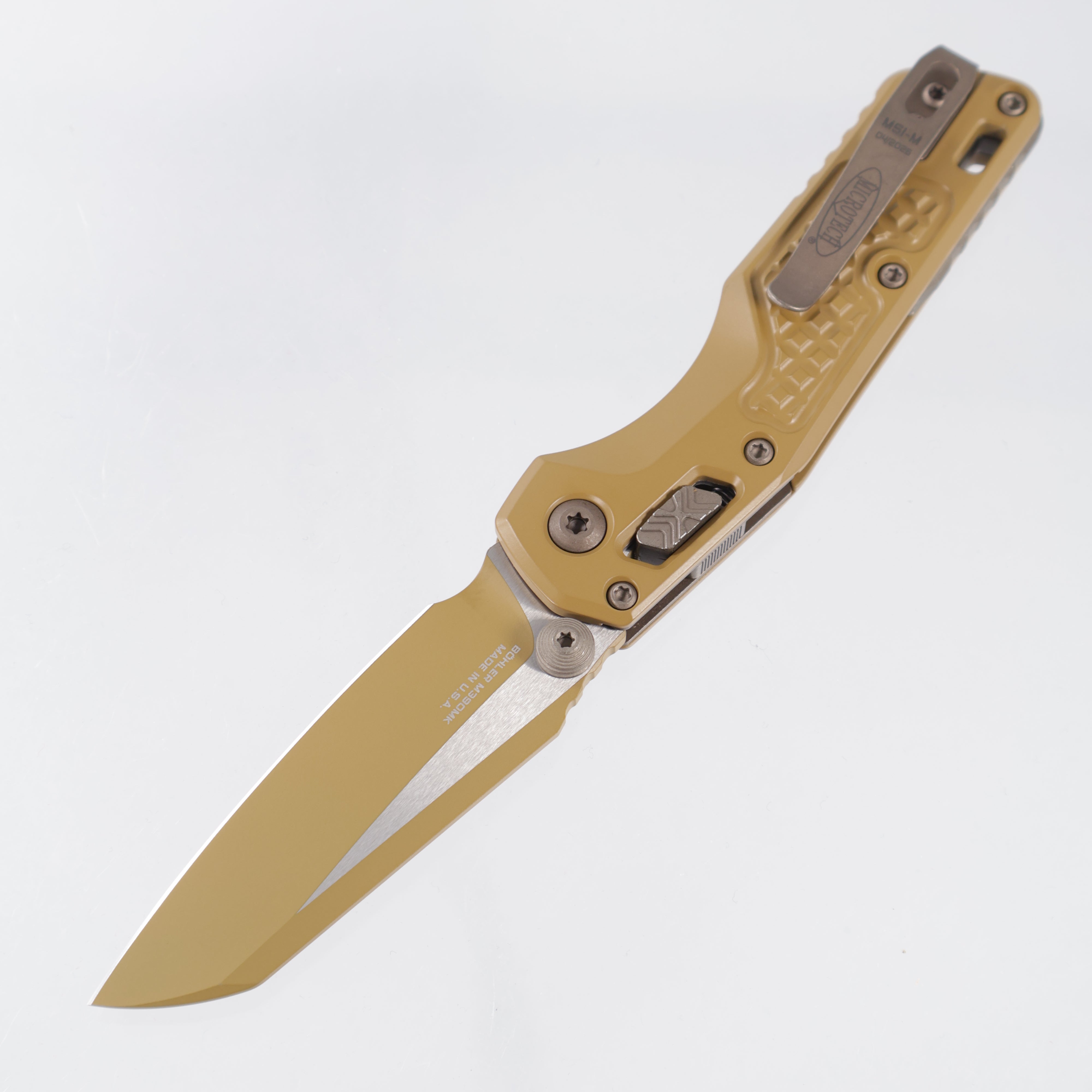 Microtech MSI Mini - Cerakote RAL-8000 Frag Aluminum w/ Bronze Apocalyptic Accents - Cerakote Standard M390MK - 210M-1 FRCRA-Z23