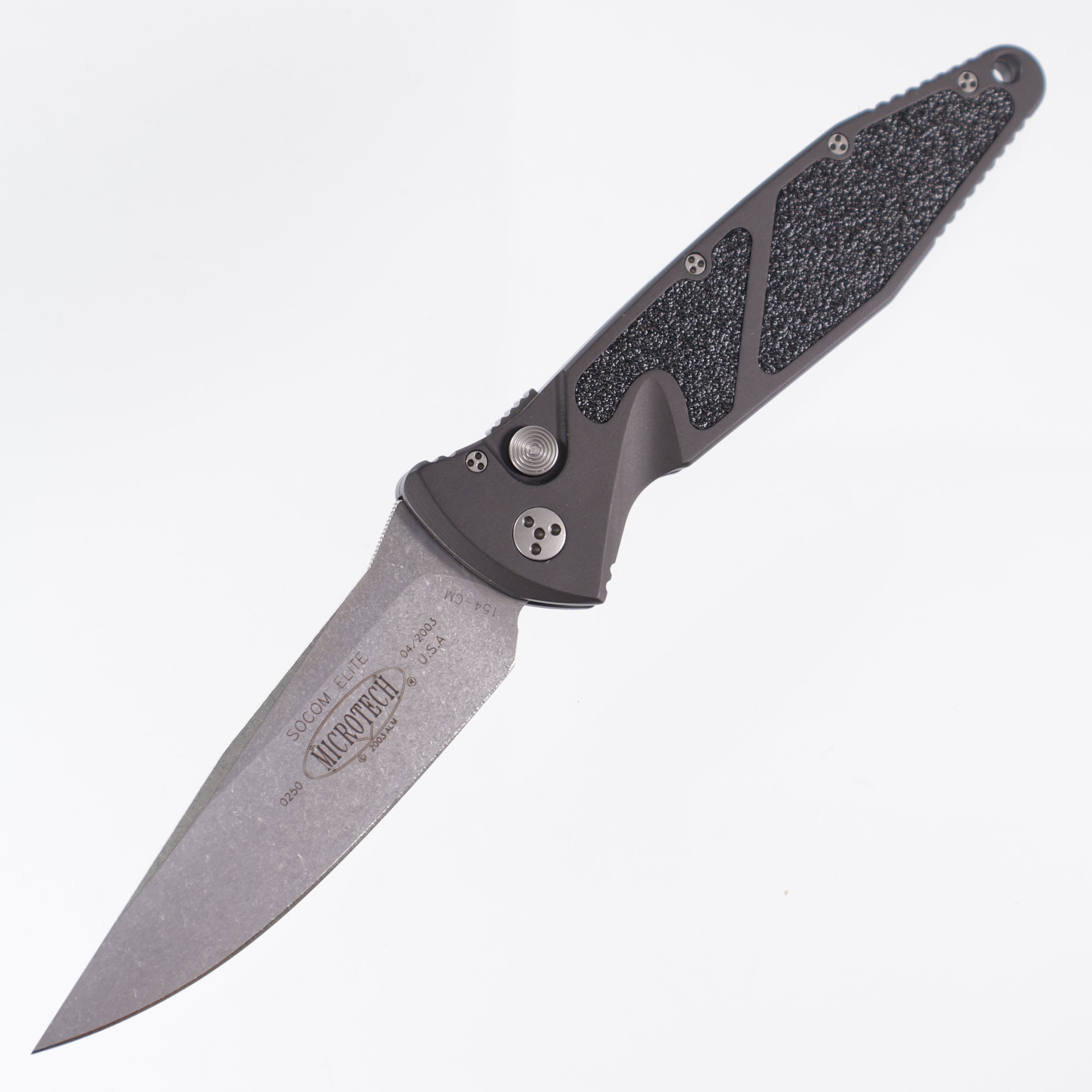 Microtech Vintage Mini Socom Elite Auto w/safety - Stonewash 154CM Drop Point - 04/2003 Build - Pre-Owned