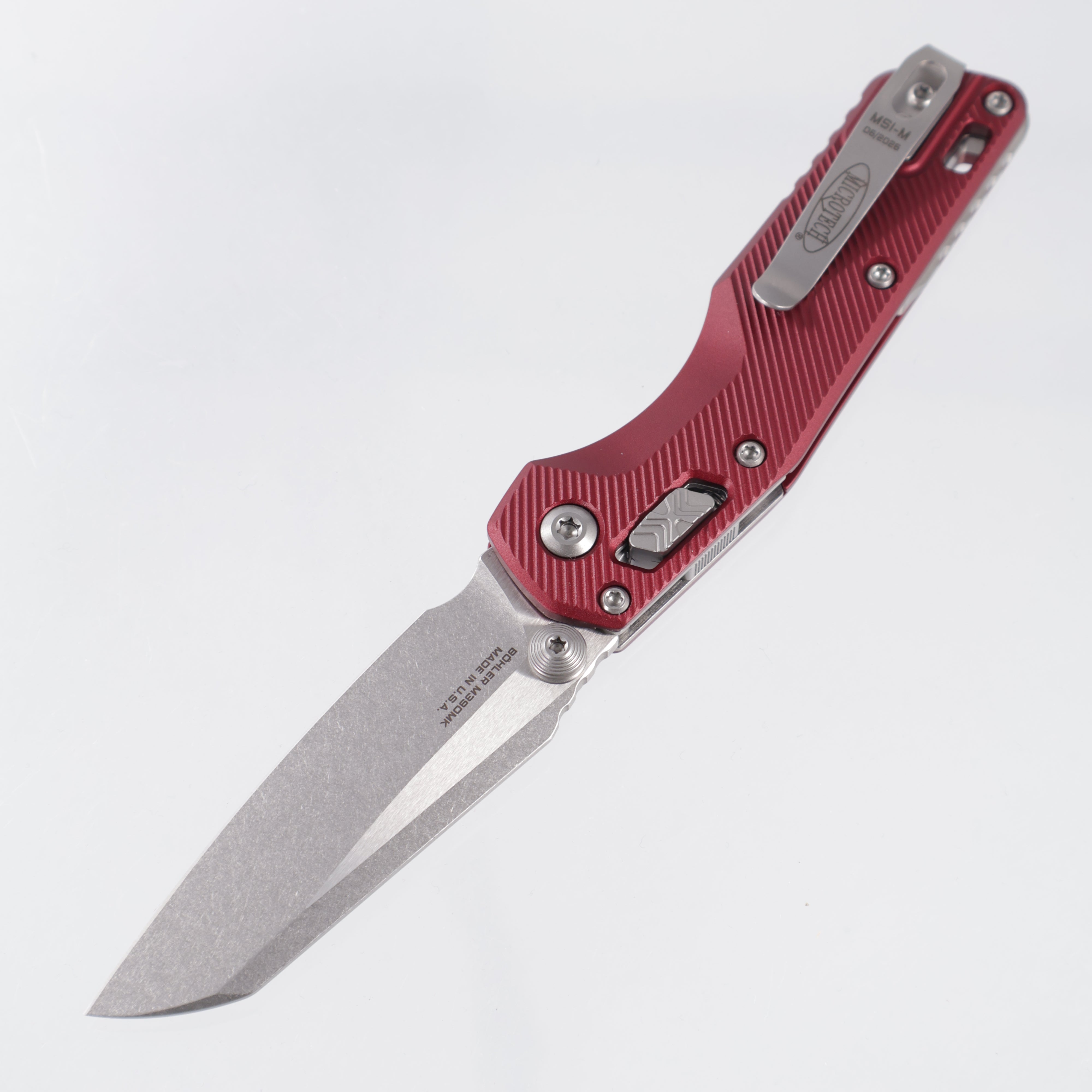 Microtech MSI Mini - Merlot Fluted Aluminum - Stonewash M390MK - 210M-10 FLMR