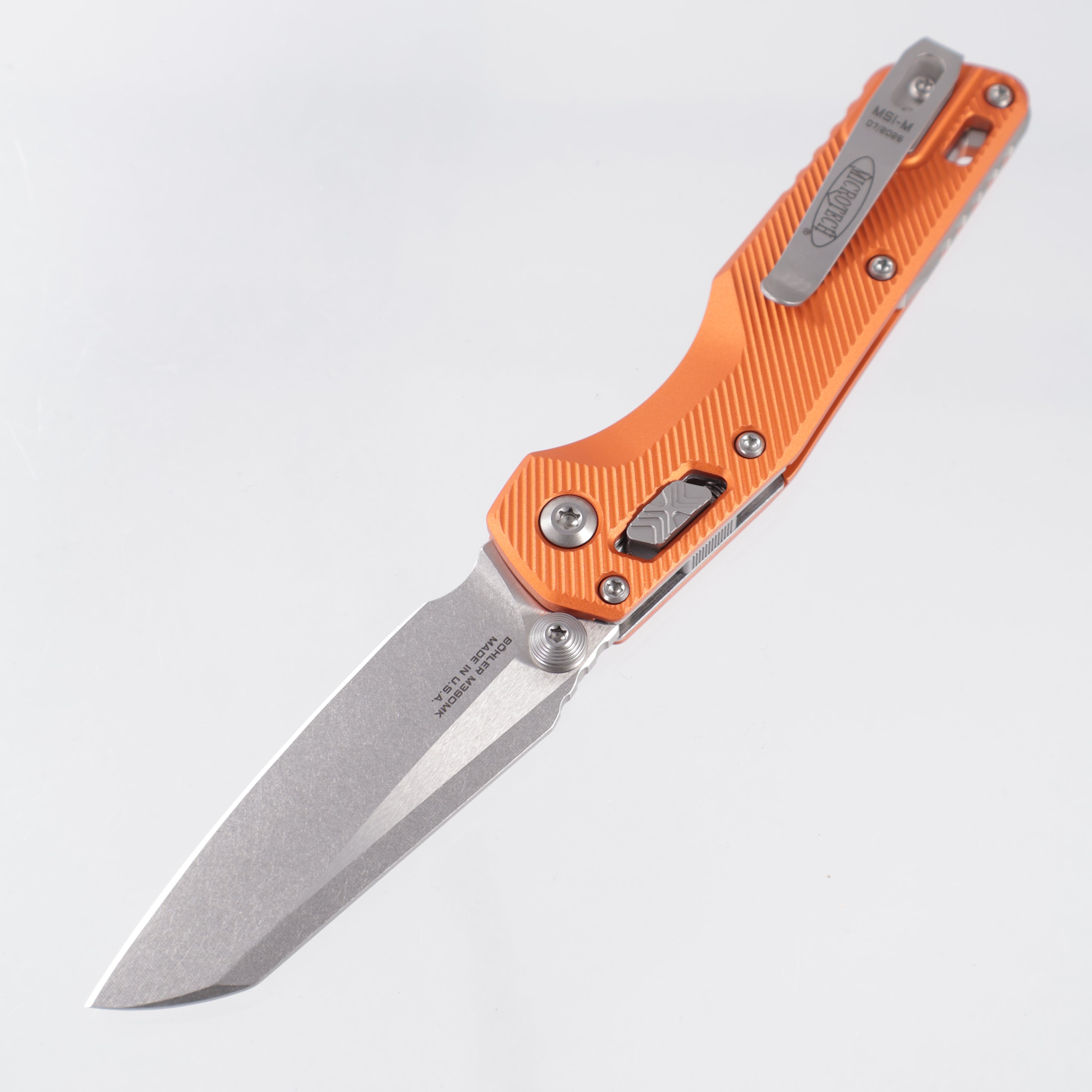 Microtech MSI Mini - Orange Fluted Aluminum - Stonewash M390MK - 210M-10 FLOR