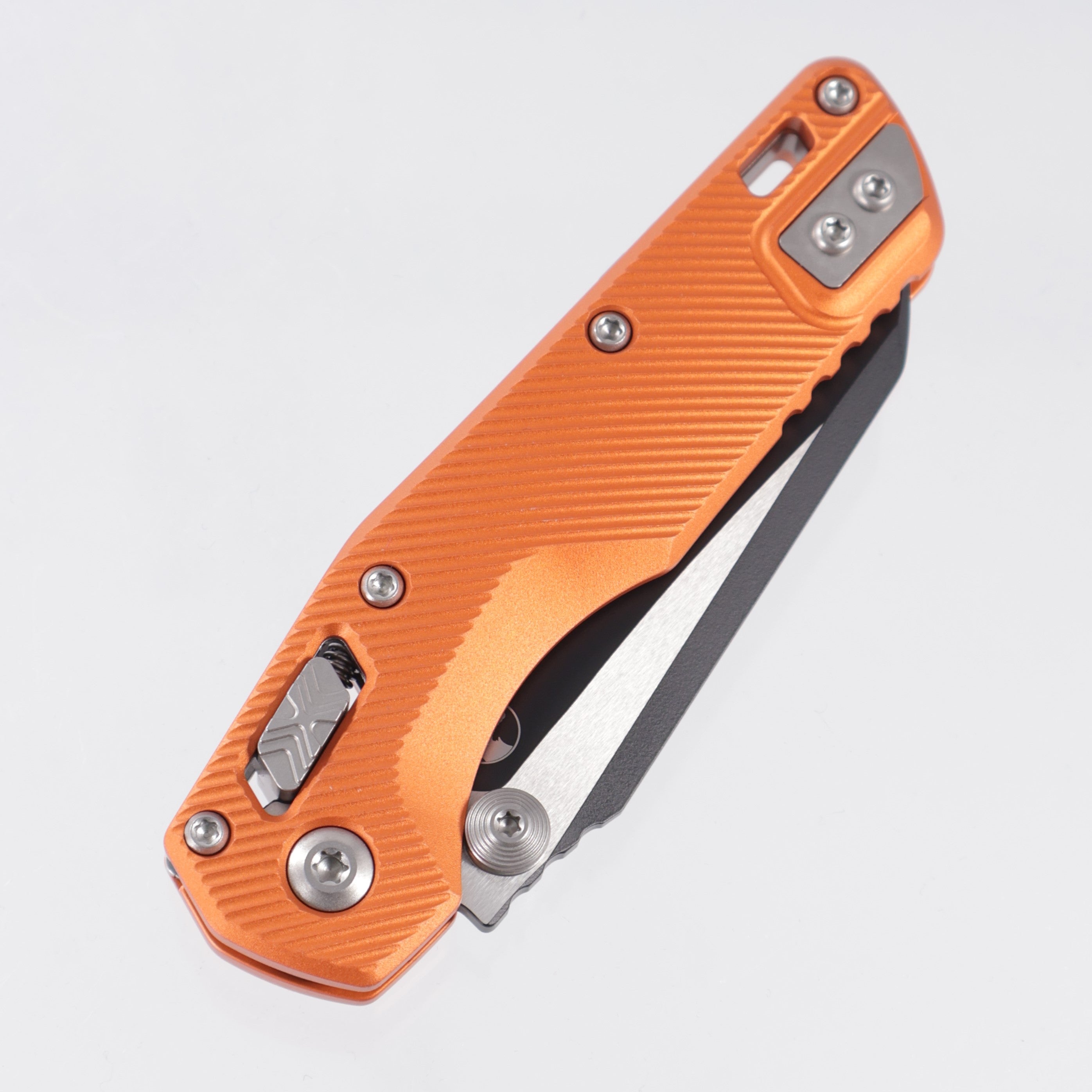 Microtech MSI Mini - Orange Fluted Aluminum - Black Standard M390MK - 210M-1 FLOR