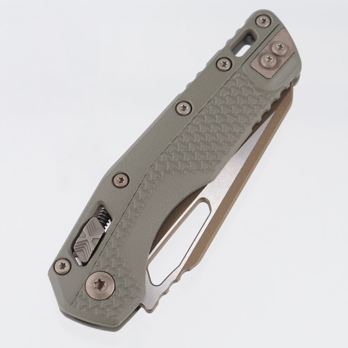 Microtech MSI - Moss Green Polymer w/ Bronze Apocalyptic Accents - Gold Standard M390MK - 210T-1 PMMG-C19Z23