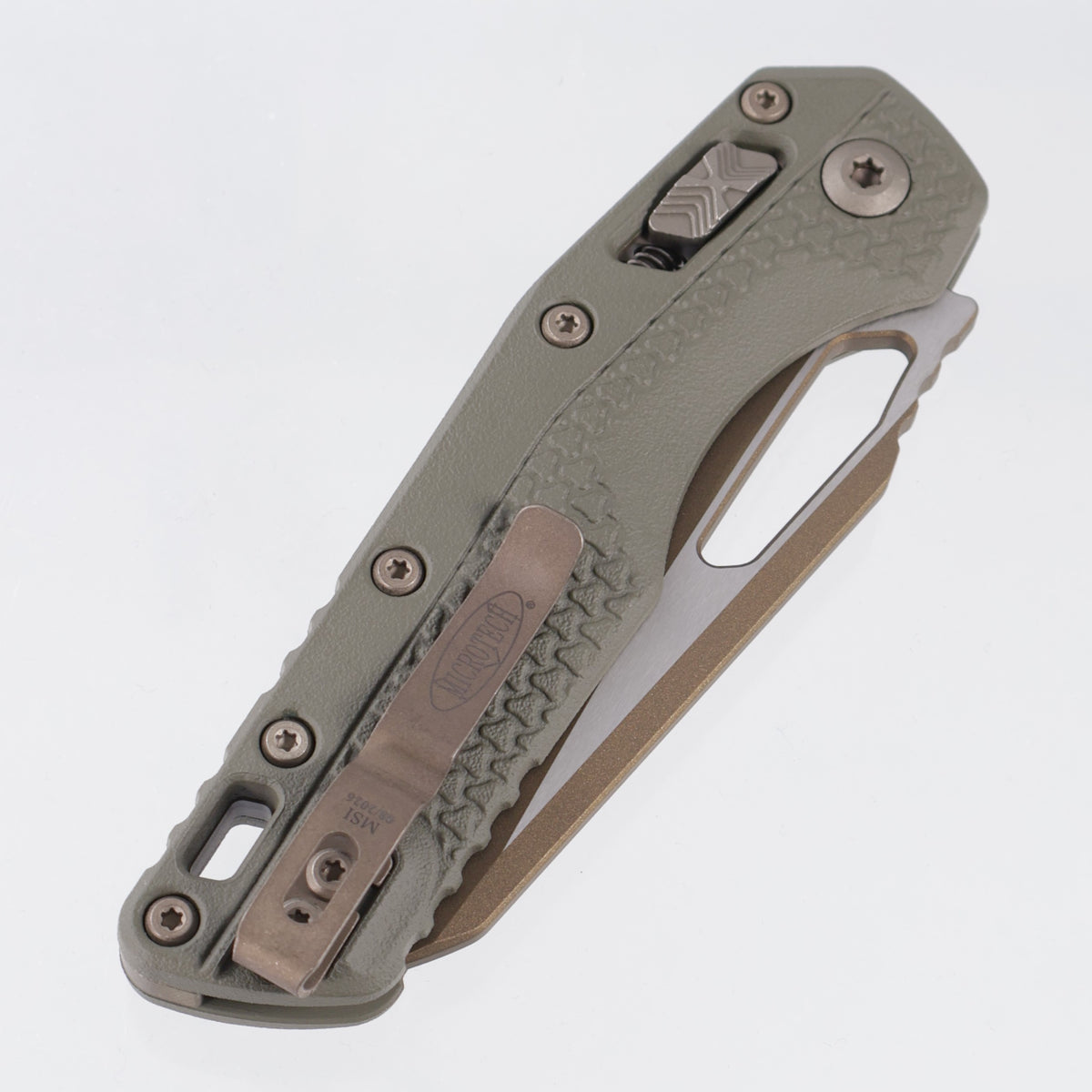 Microtech MSI - Moss Green Polymer w/ Bronze Apocalyptic Accents - Gold Standard M390MK - 210T-1 PMMG-C19Z23
