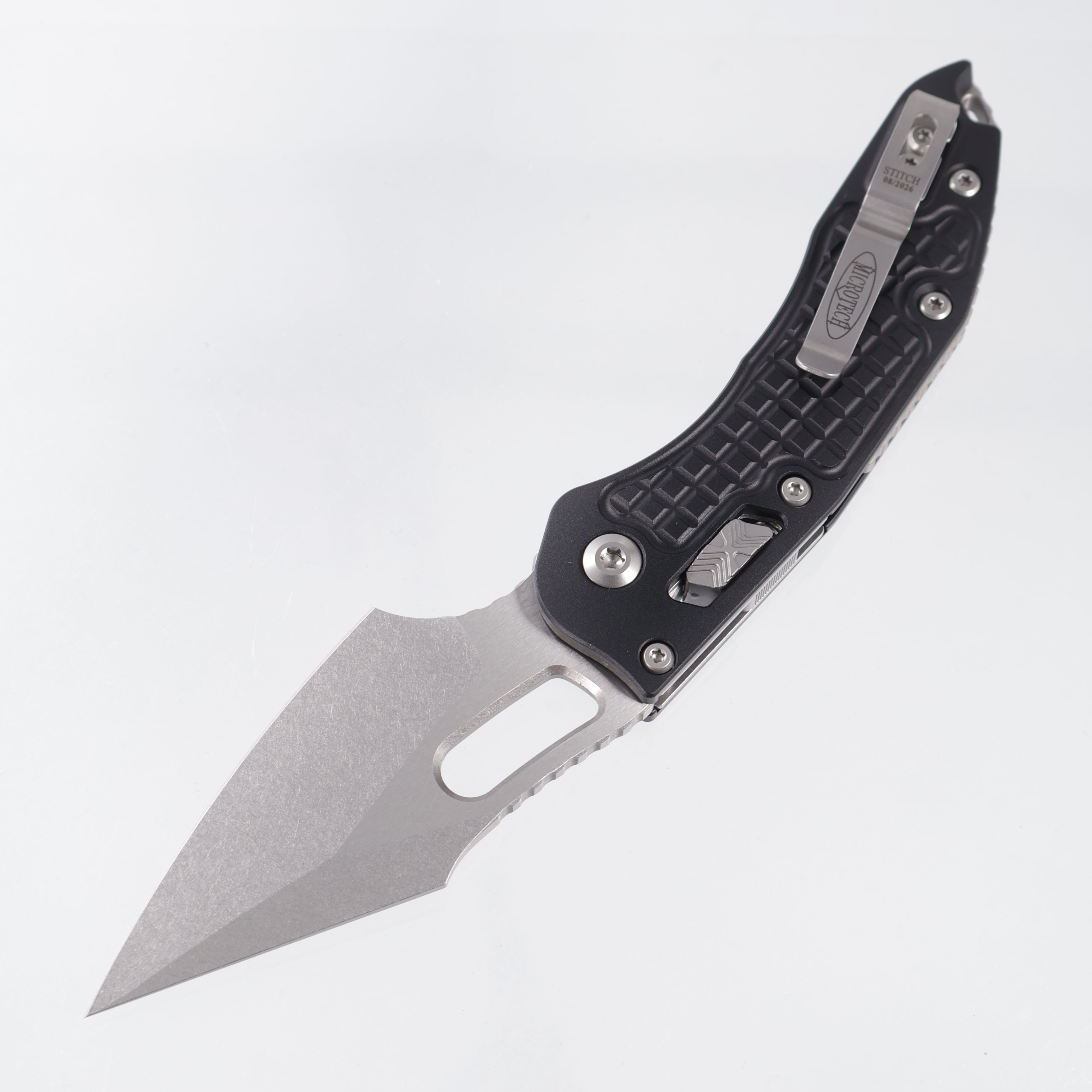Microtech Stitch Ram-Lok - Black Frag Aluminum - Stonewash M390MK - 169RL-10 FR