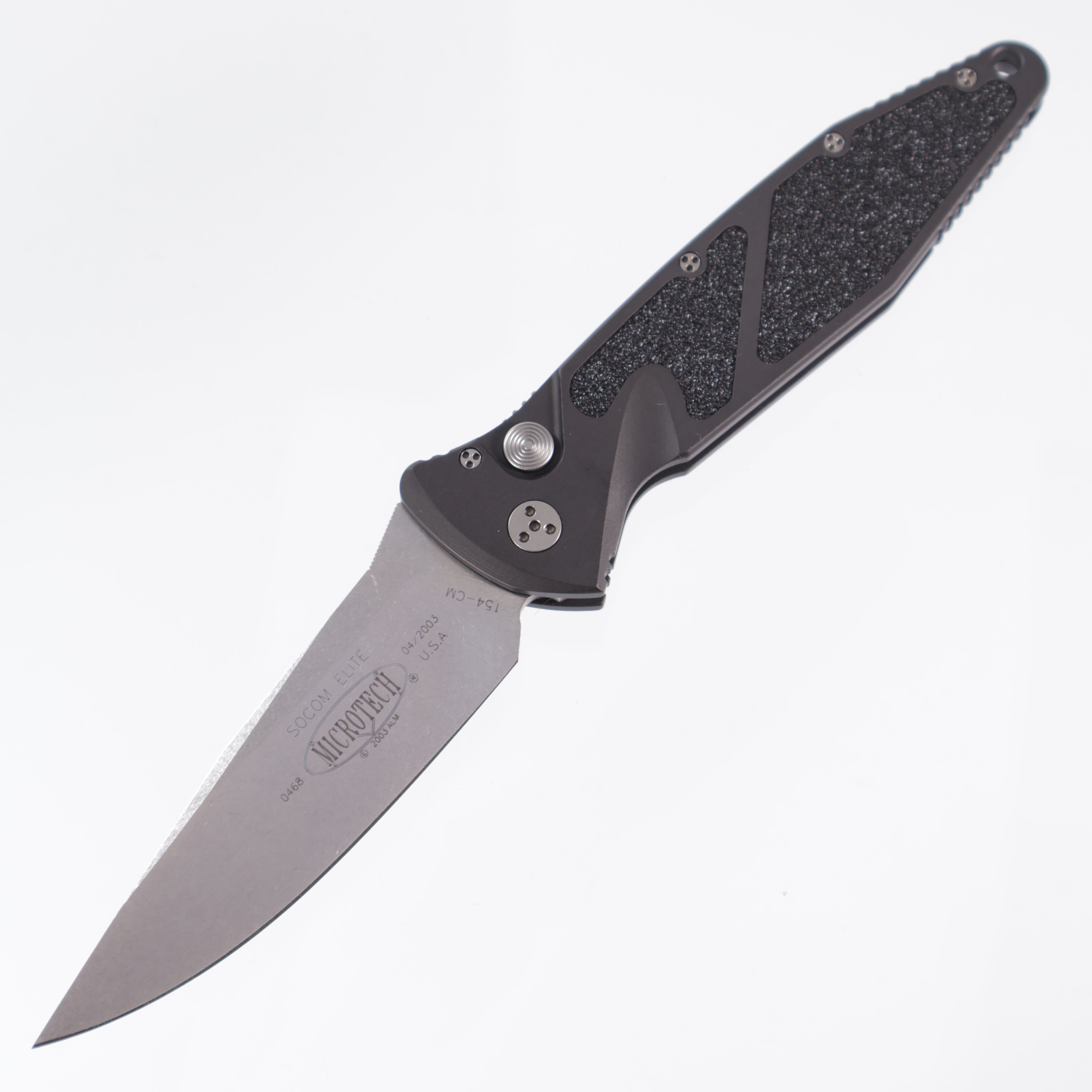 Microtech Vintage Mini Socom Elite Auto w/ safety - Stonewash 154M Drop Point - 04/2003 Build - Pre-Owned