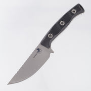 Microtech Akris - Black G10 w/ Black Cherry Leather Sheath - Stonewash M390MK - 95-10BK-3