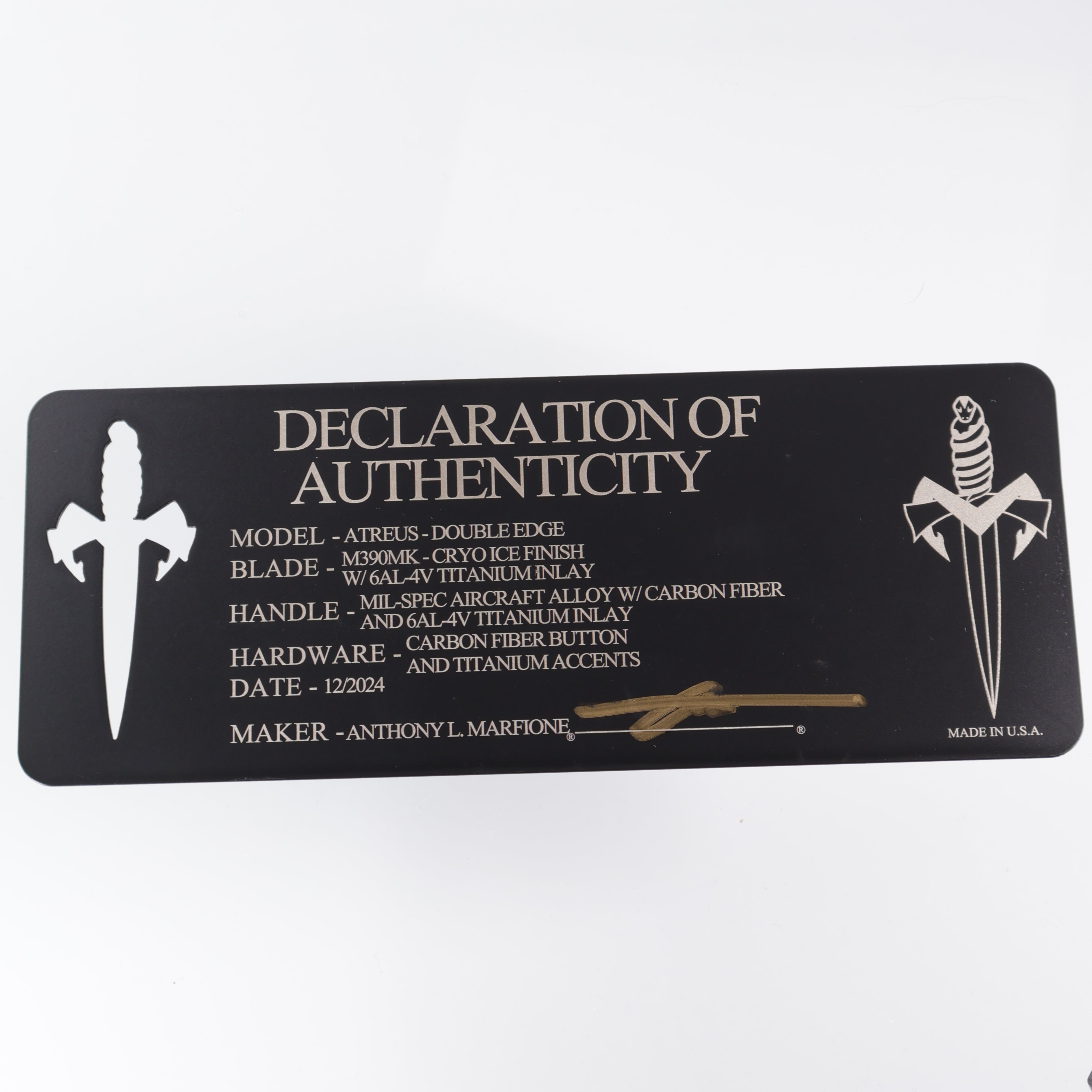 Marfione Custom Atreus - Double Edge Cryo Ice - Titanium Inlay - Carbon Fiber & Titanium Chassis Inlay - Carbon Fiber Button - Pre-Owned