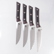 Microtech 4 Piece Steak Knife Set - Black Cherry G10 - Stonewash Full Serrate M390MK - 3600B-12SETBC