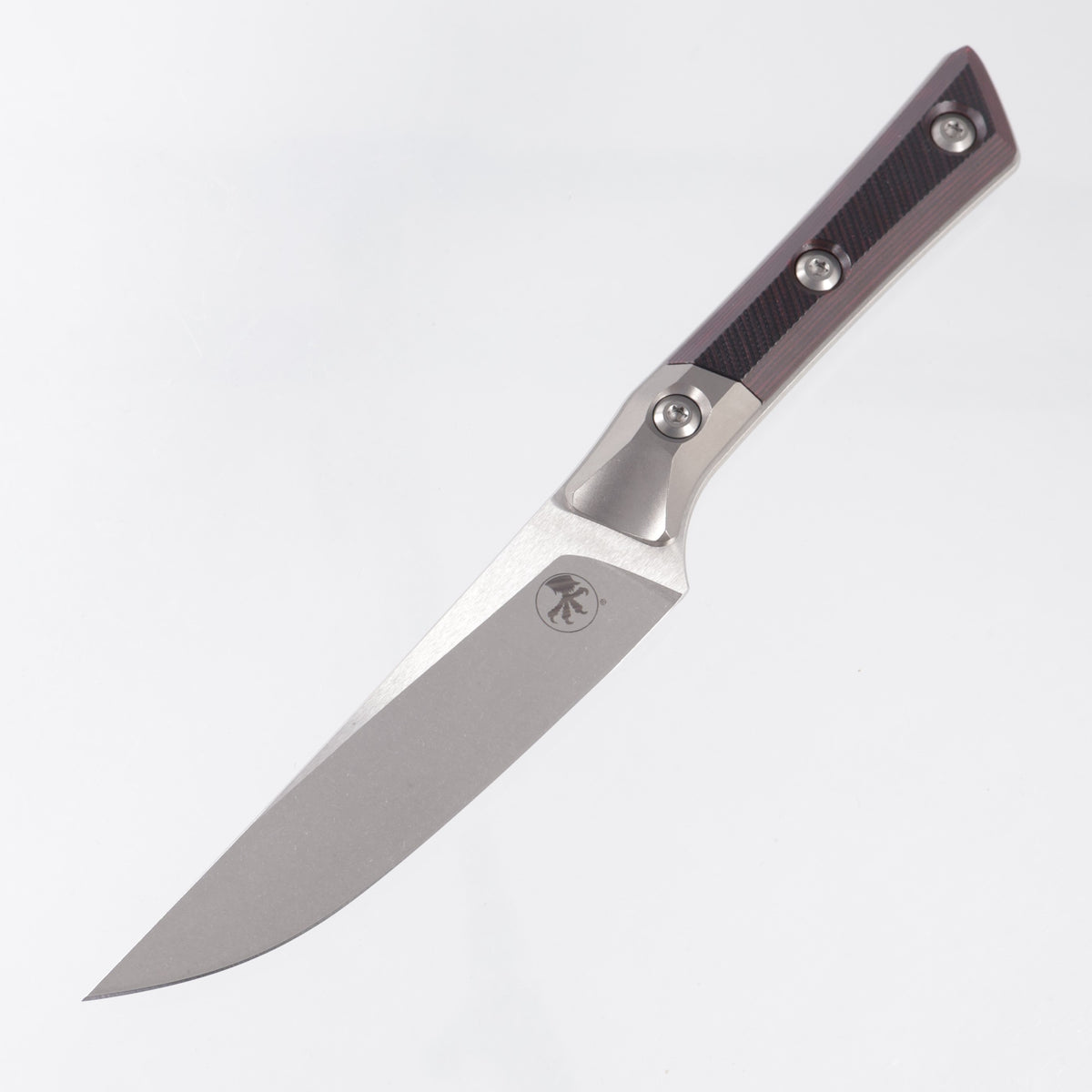 Microtech 4 Piece Steak Knife Set - Black Cherry G10 w/ Beadblast Titanium Bolsters - Stonewash M390MK - 3600B-10SETBC